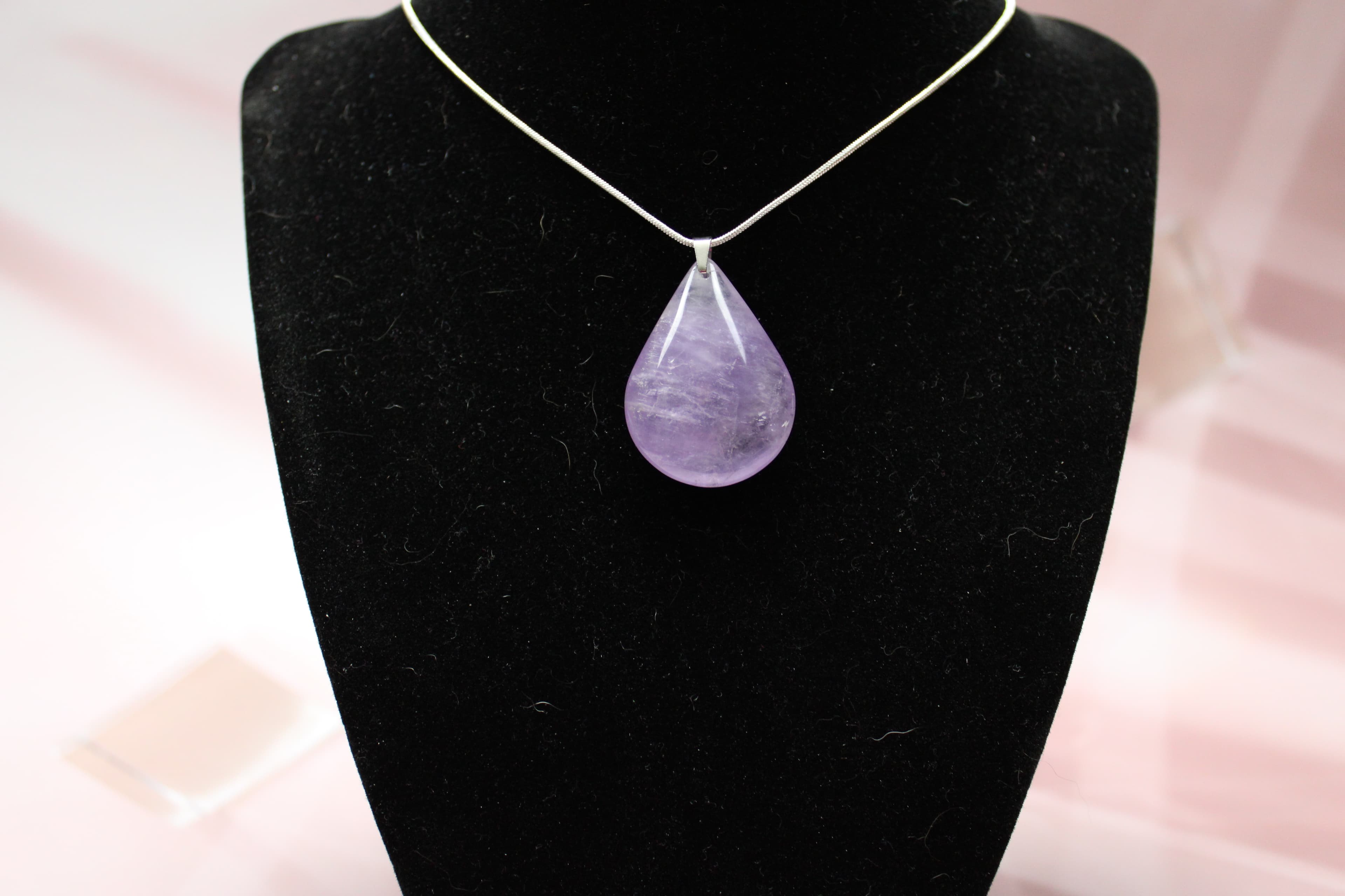 925 Sterling Silver Amethyst Tear Drop Necklace