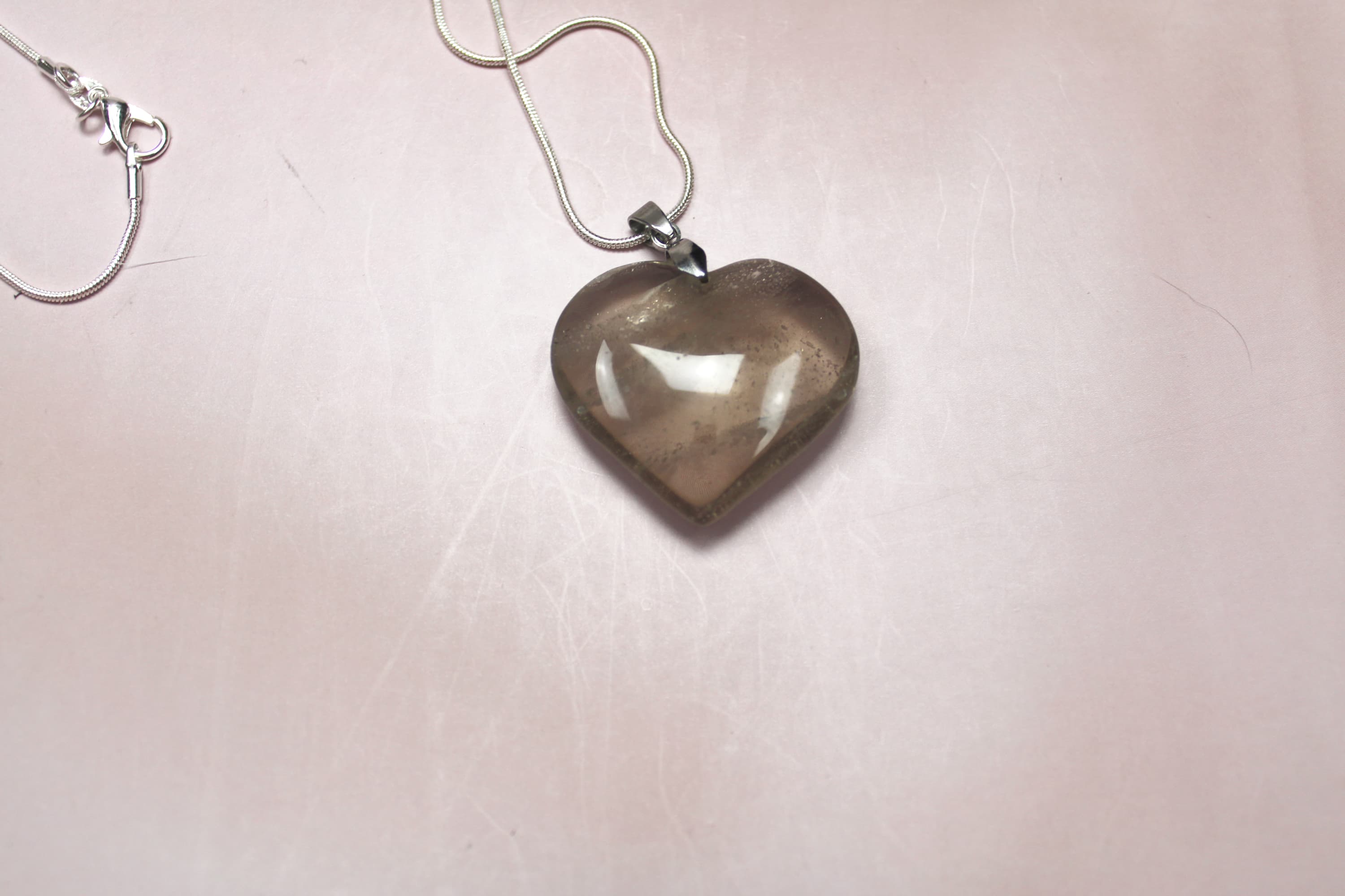 925 Sterling Silver Smoky Quartz Heart Necklace