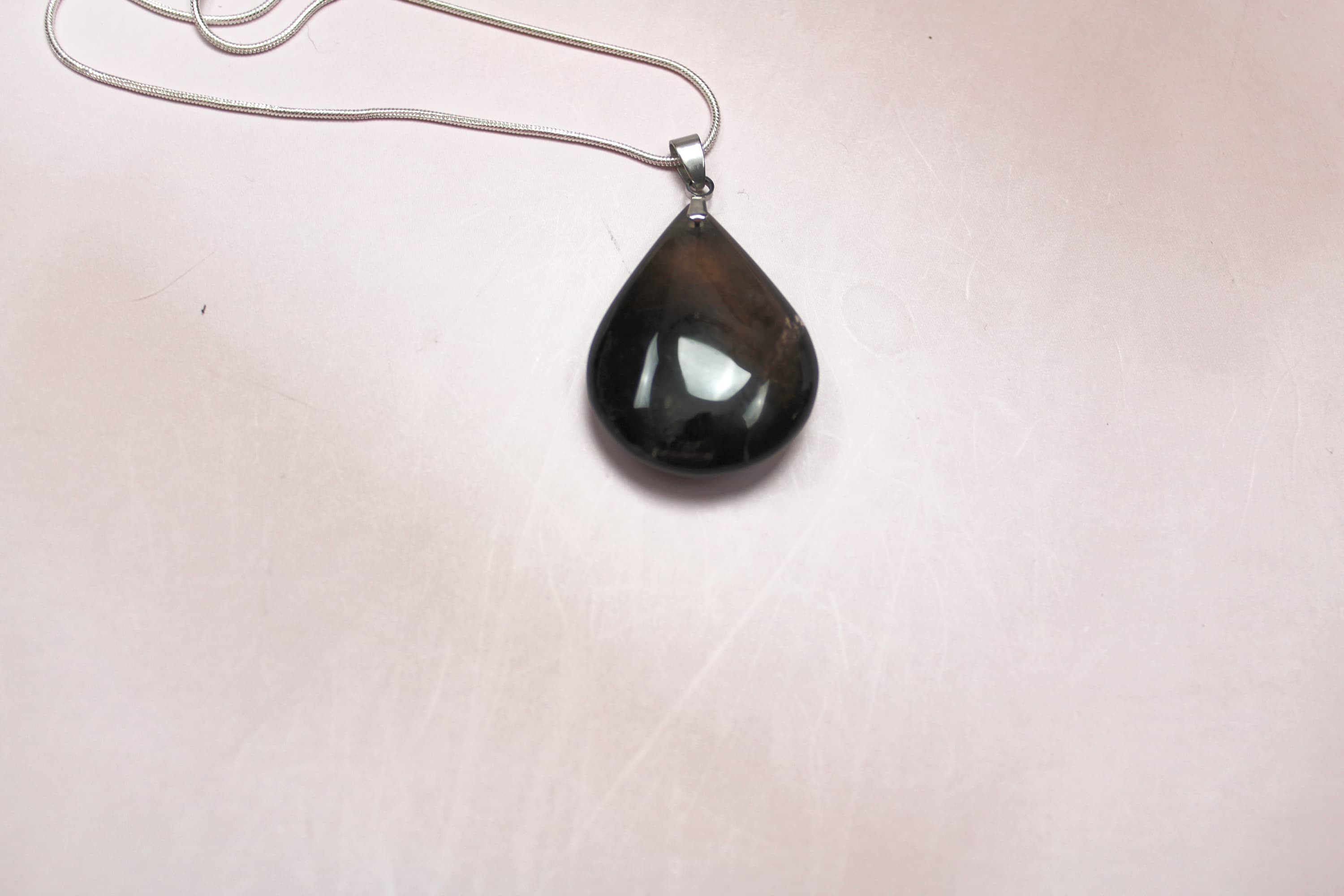 925 Sterling Silver Smoky Quartz Tear Drop Necklace - Image 1
