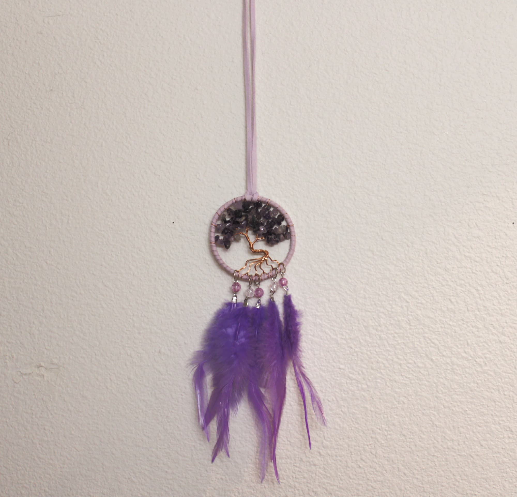 Rearview Mirror Amethyst Dreamcatcher - Image 1