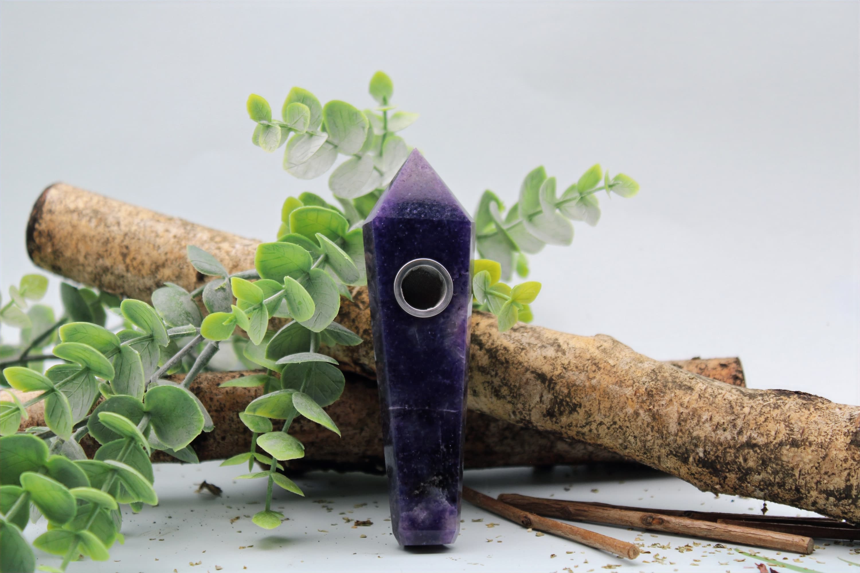 Amethyst Crystal Natural Herb Pipe - Image 1