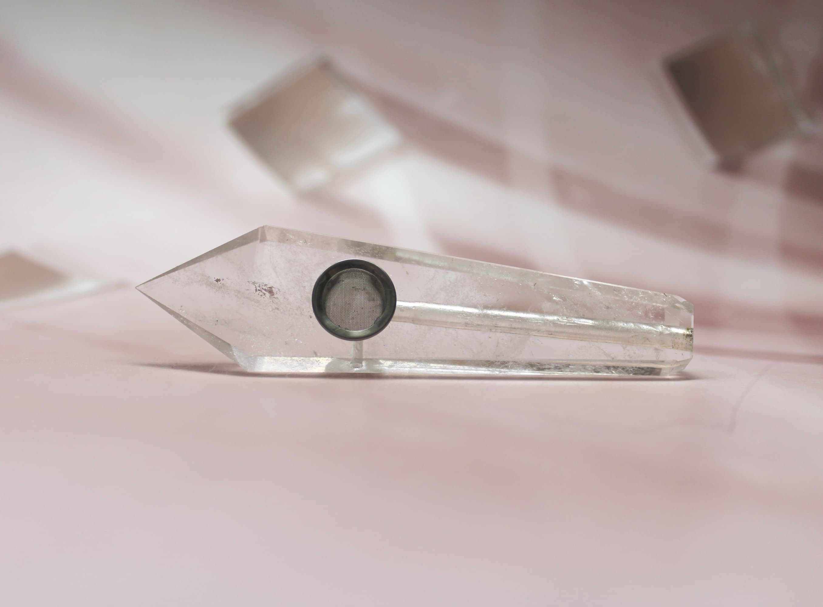 Clear Quartz Natural Herb Pipe