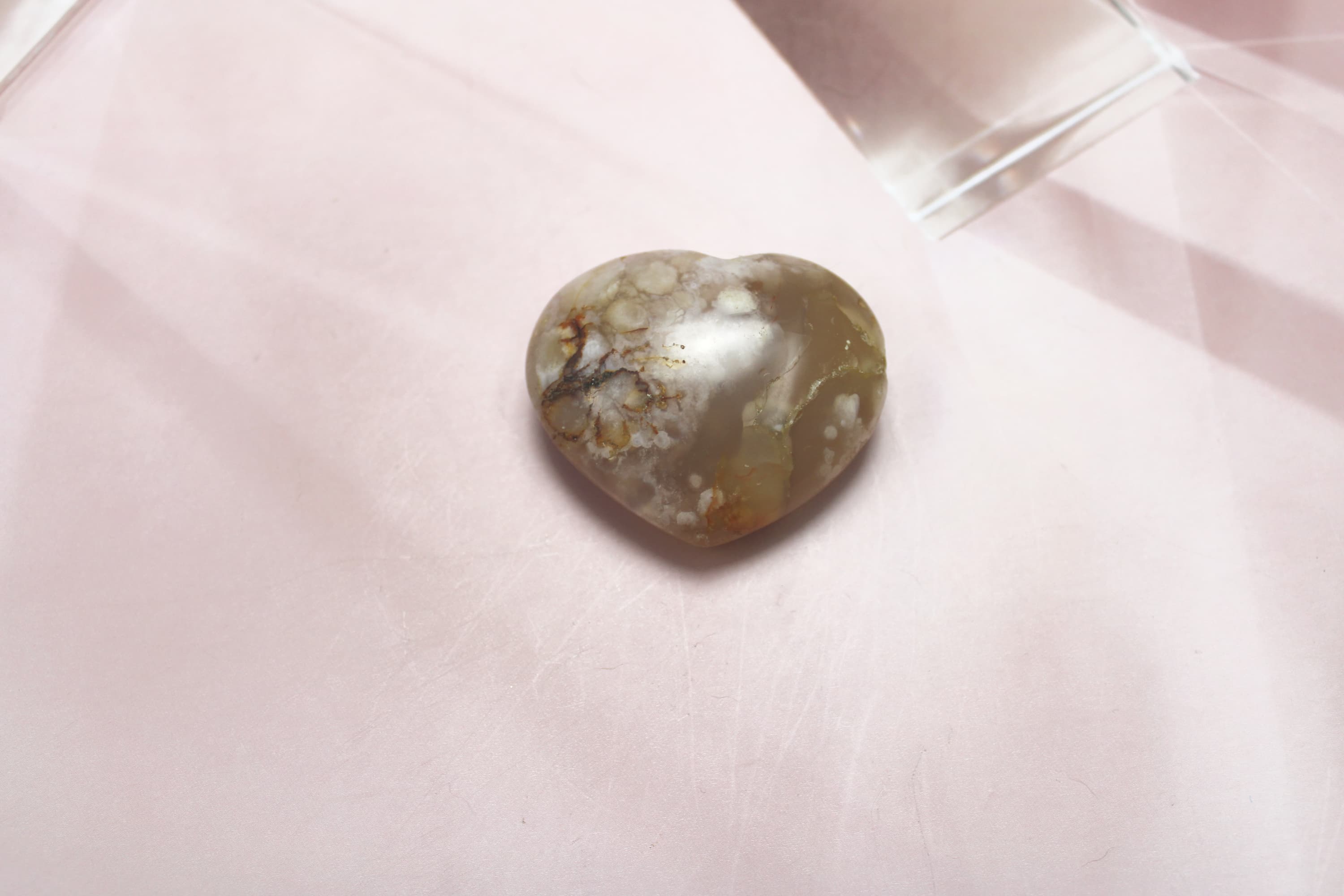 Flower Agate Puffy Heart