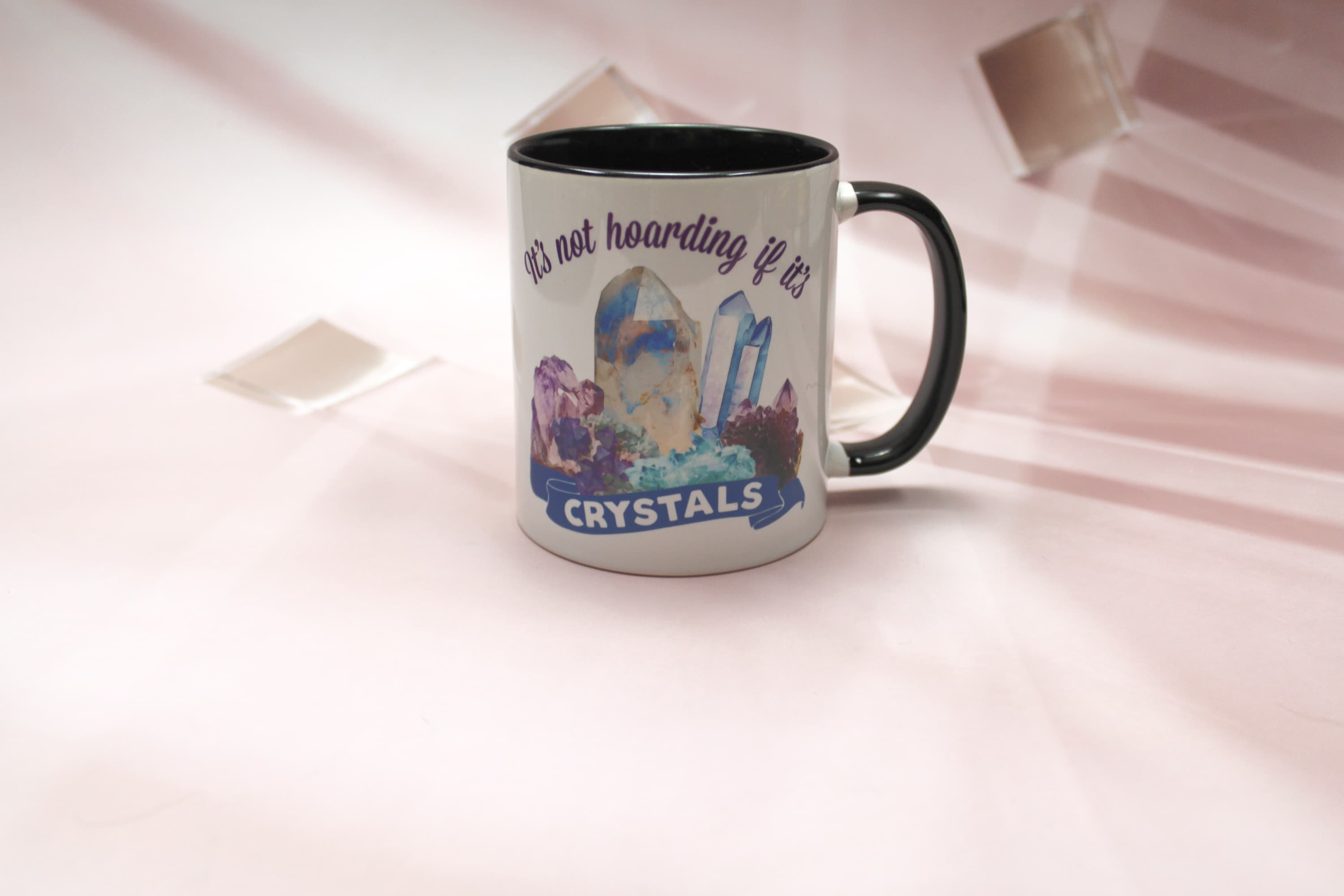 IT's Not Hoarding if it's Crystals Black Interior 15oz Mug
