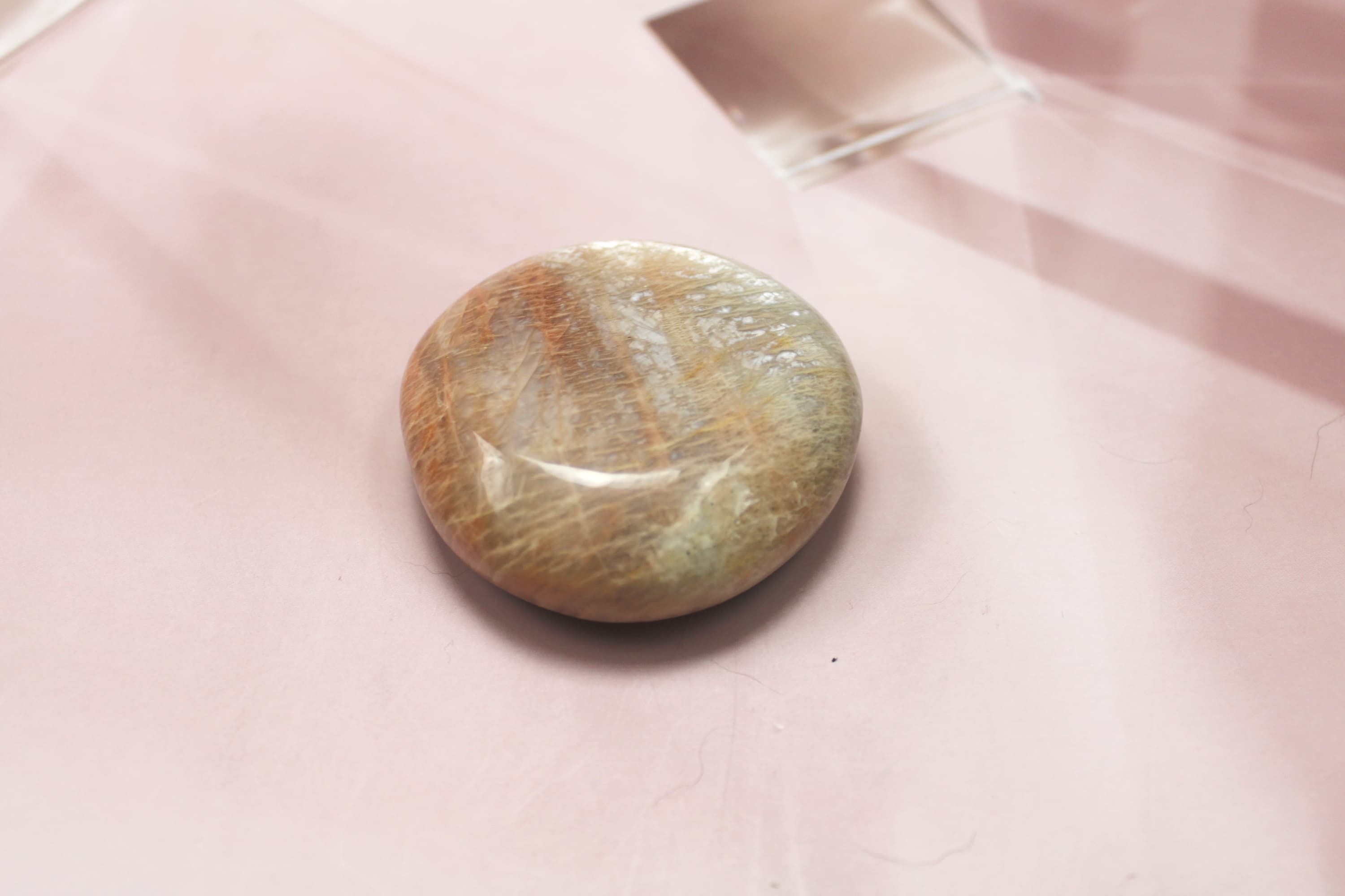 Large Peach Moonstone Palm Stone - Image 1
