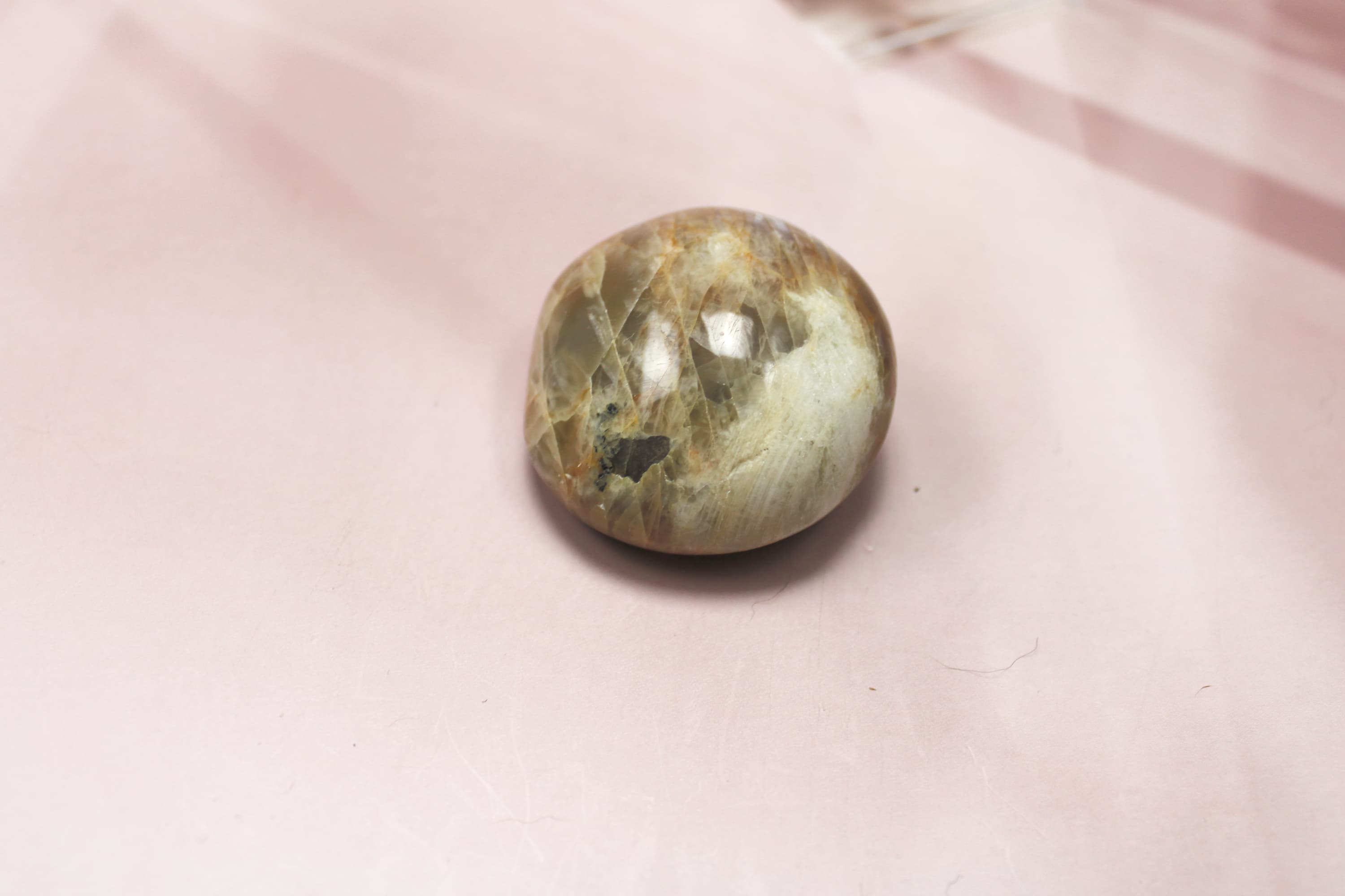 Small Black Moonstone Palm Stone