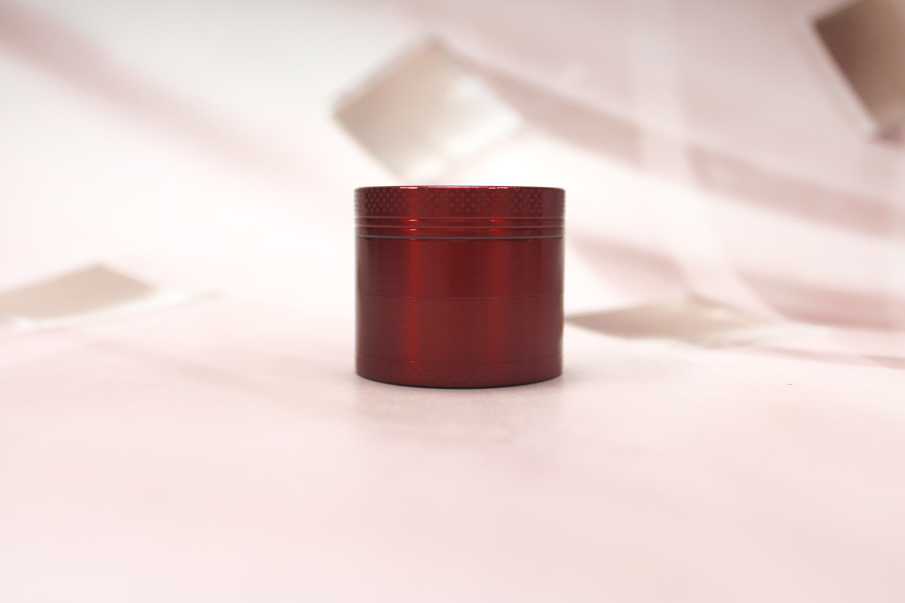 Small Metallic Red Natural Herb Grinder - Image 1