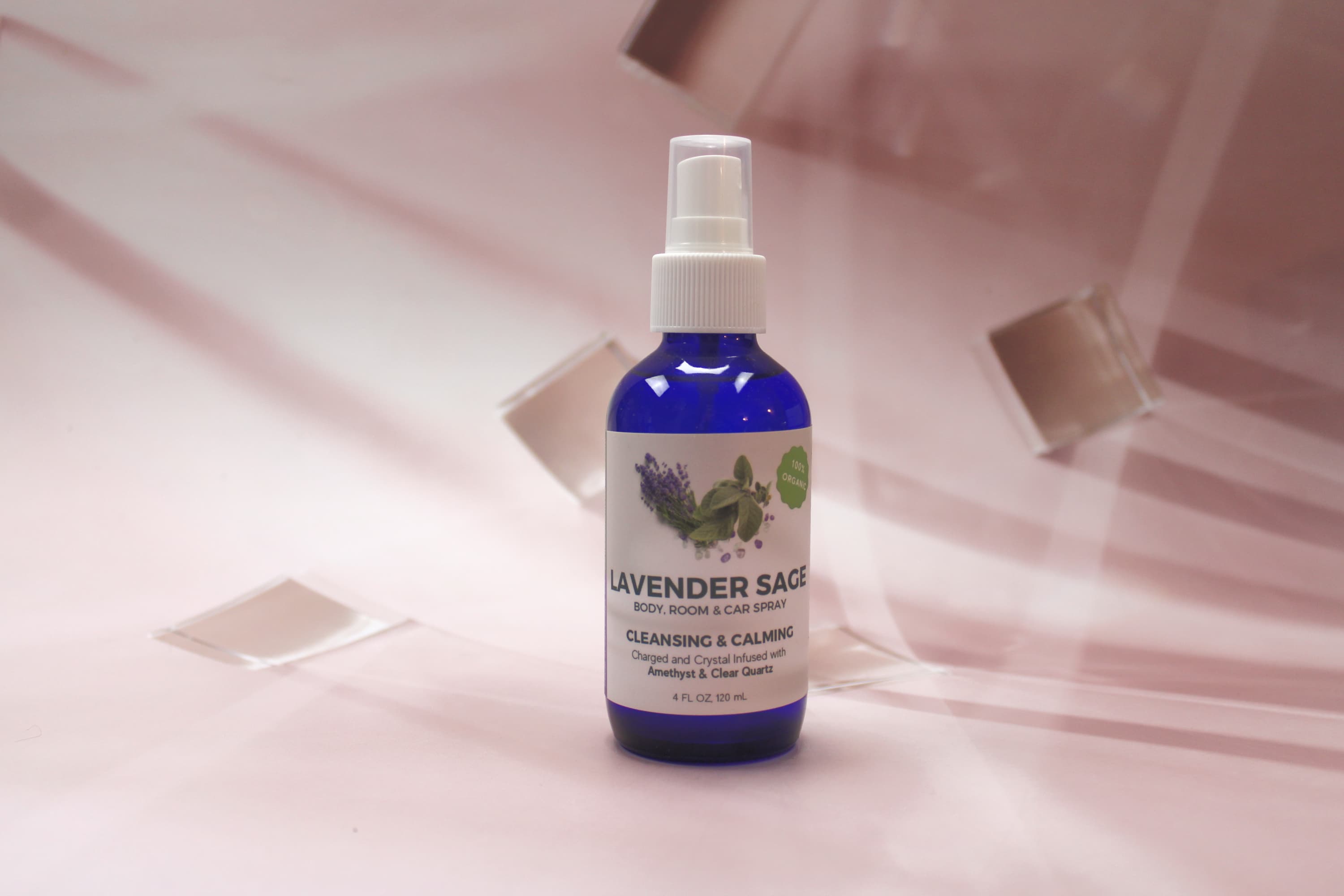 Lavender and Sage with Amethyst and Clear Quartz