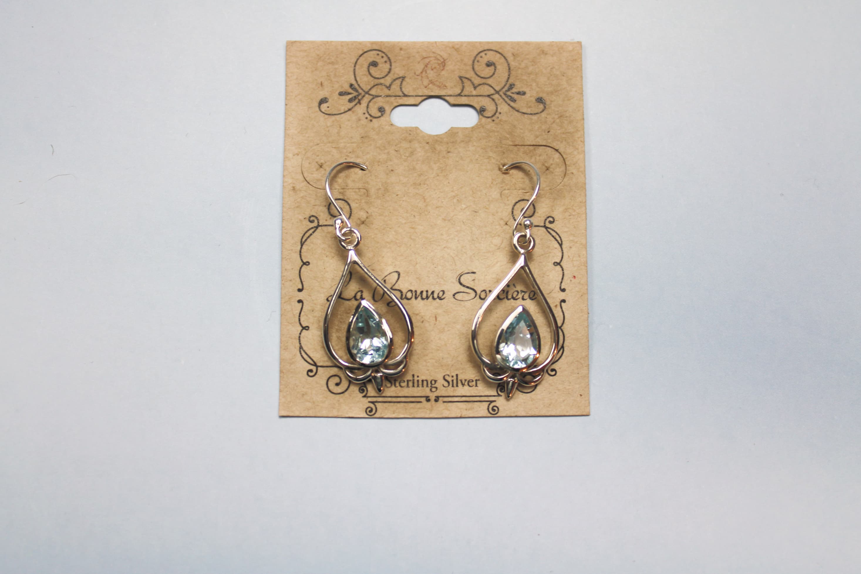 925 Sterling Silver Blue Topaz Lotus Earrings - Image 1