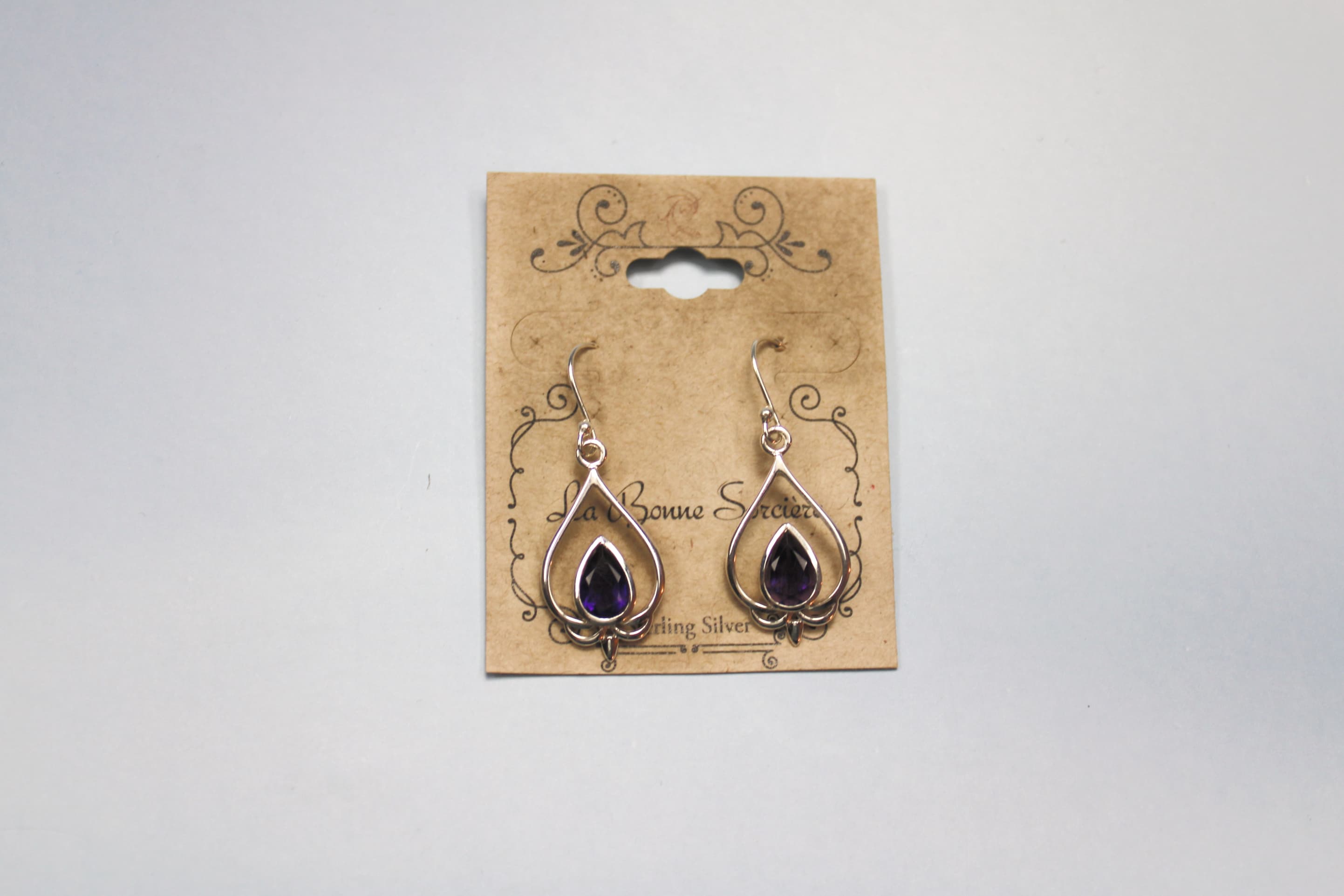 925 Sterling Silver Amethyst Lotus Earrings