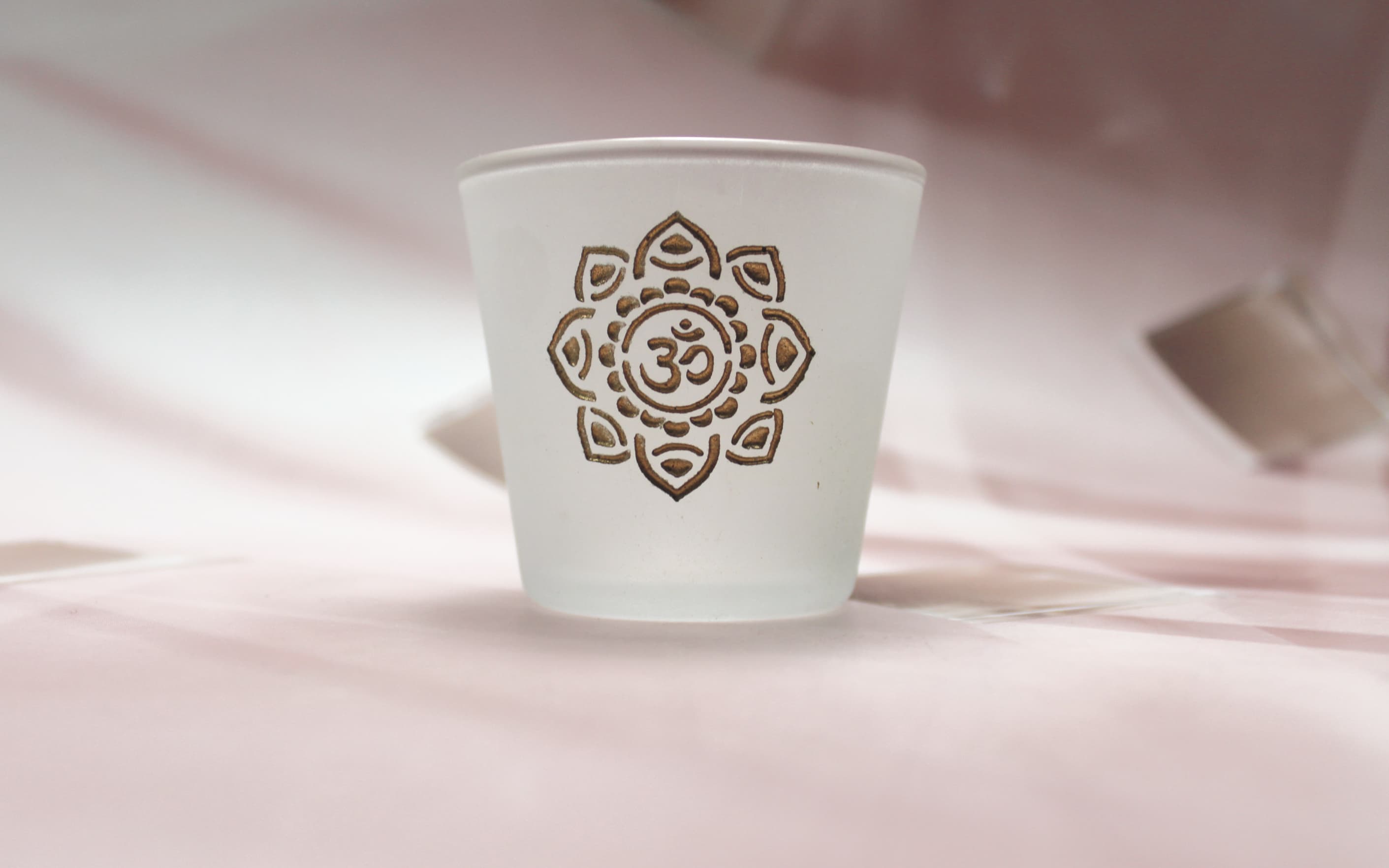 Gold Etched Om Votive Candle Holder