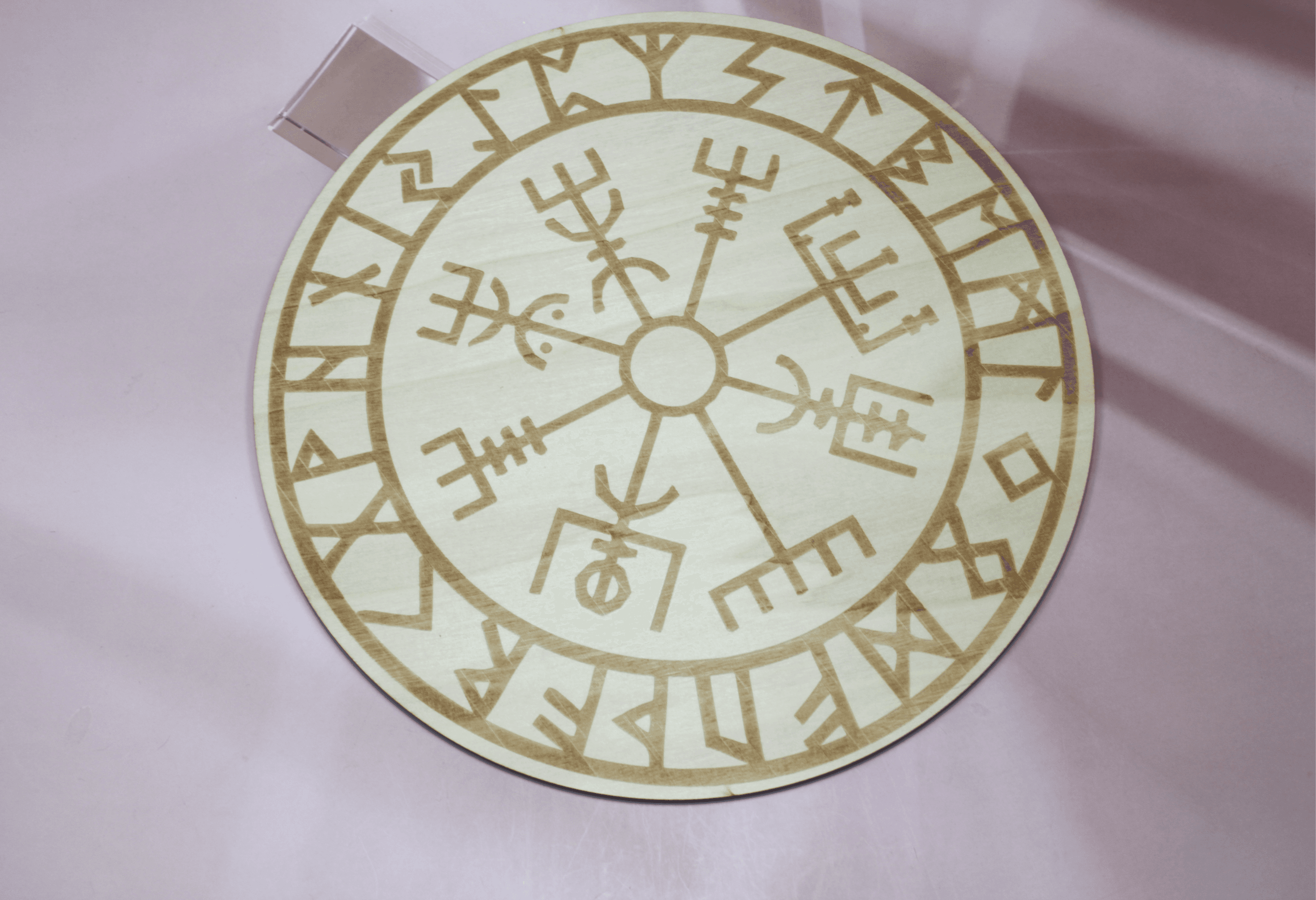 Helm of Awe with Runes Wood Crystal Grid Board