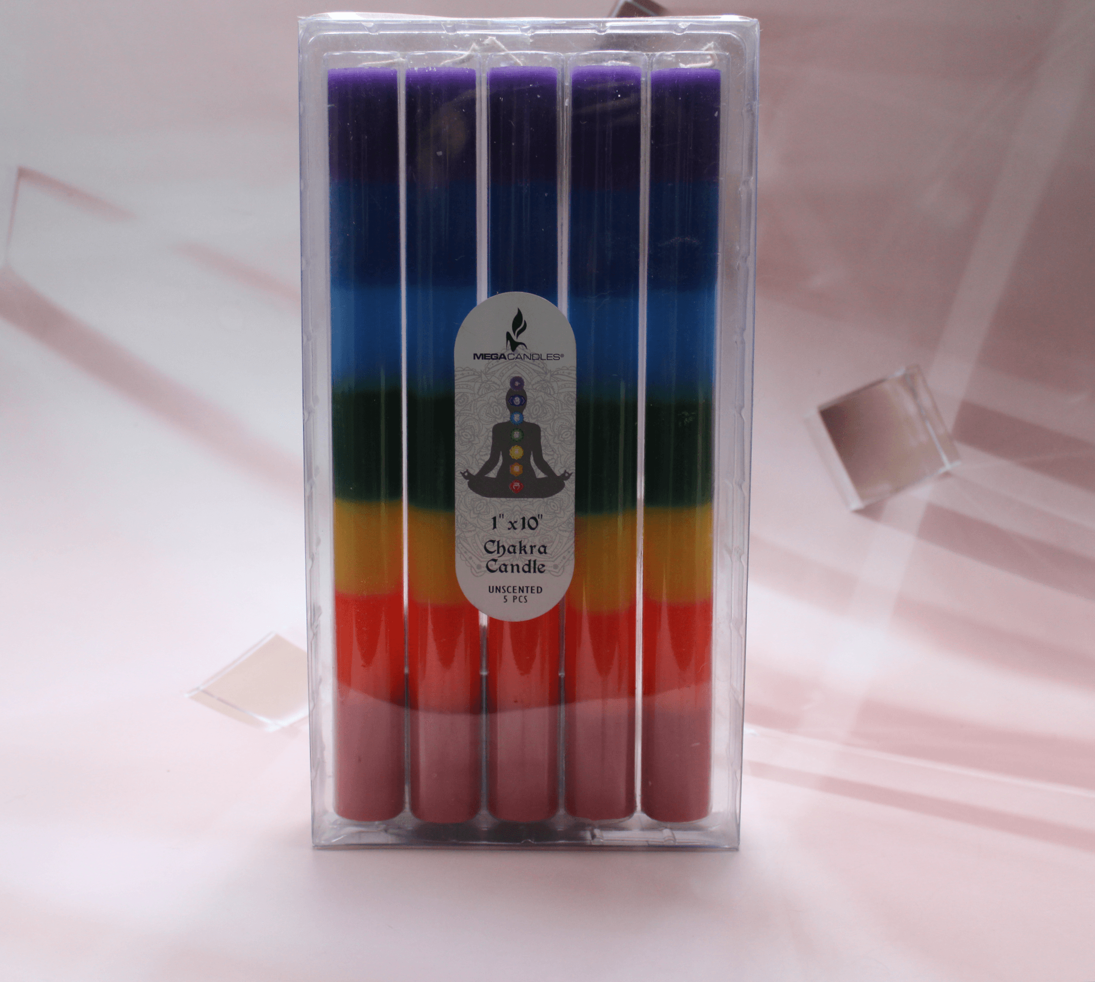 7 Chakra Thin Pillar Candles - 5 pack - Image 1