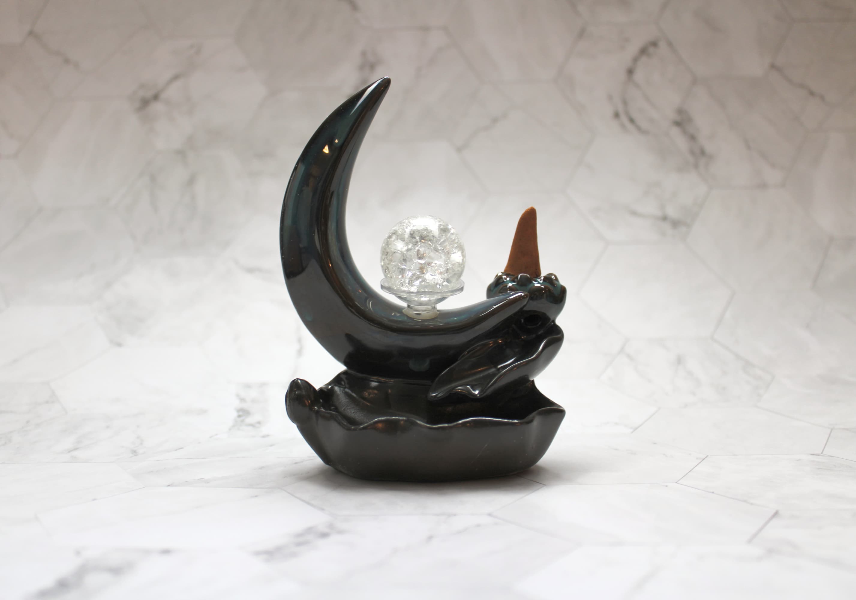 Ceramic Crescent Moon with Sphere Backflow Burner
