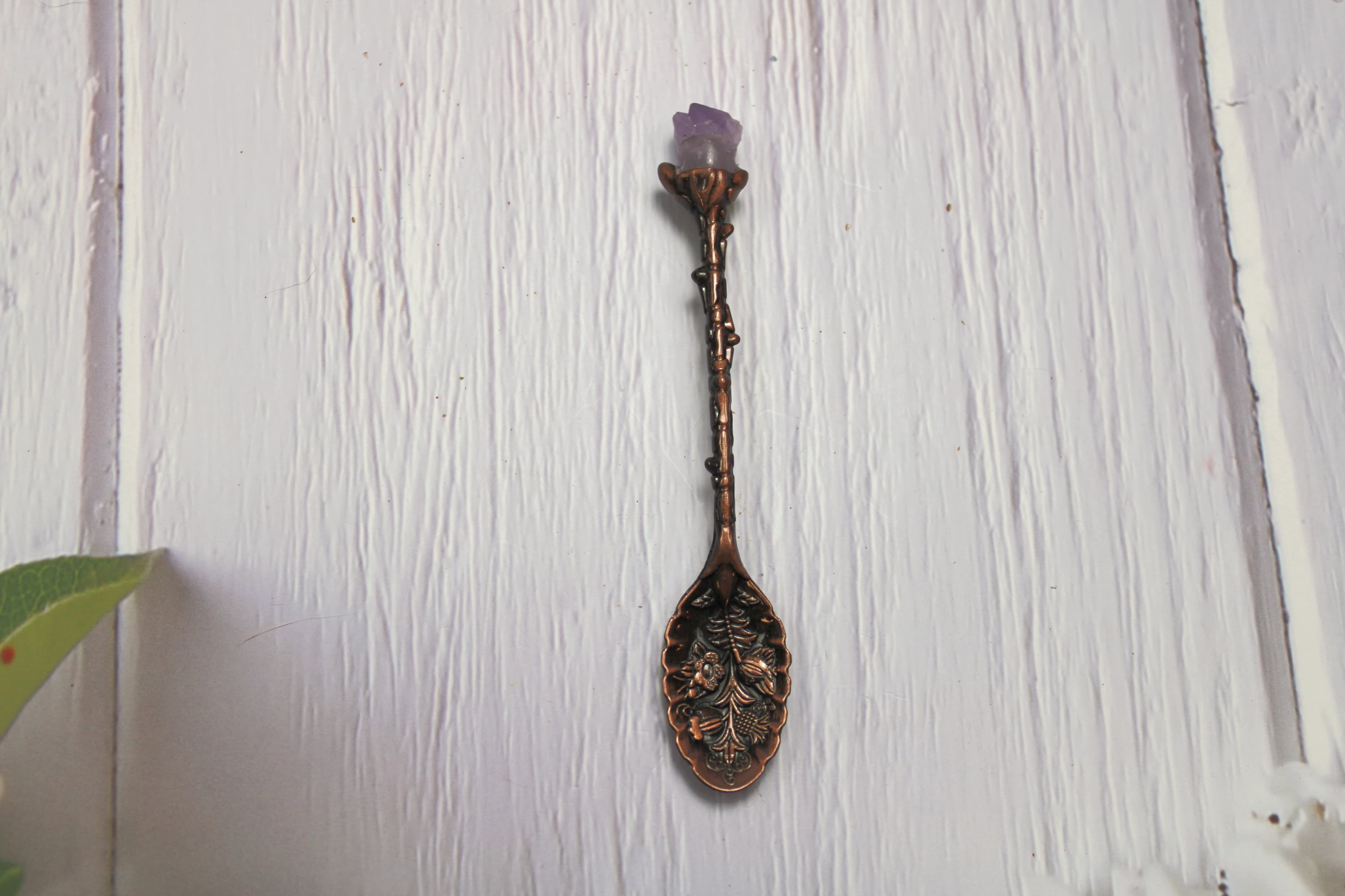 Antique Bronze Amethyst Point Spoon