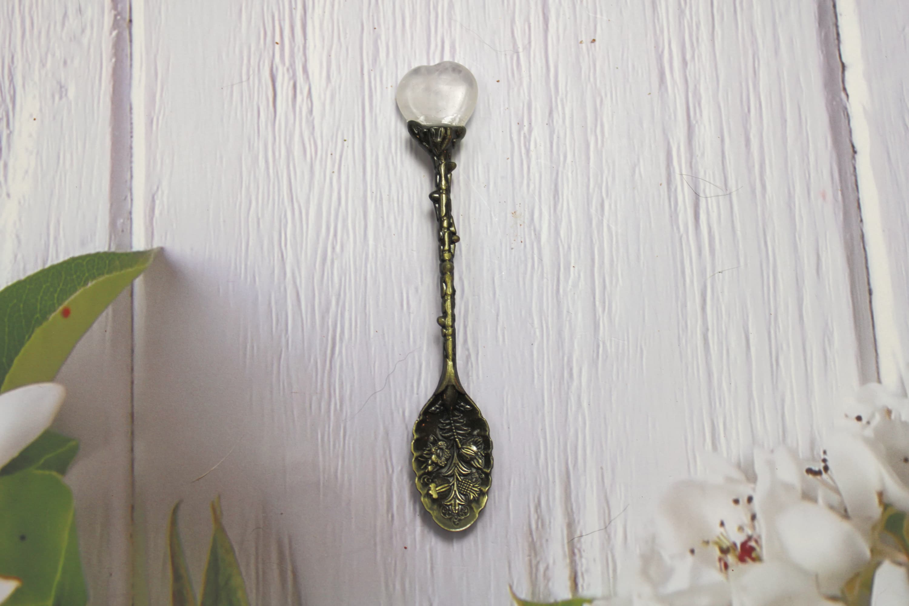 Antique Clear Quartz Crystal Spoon - Image 1