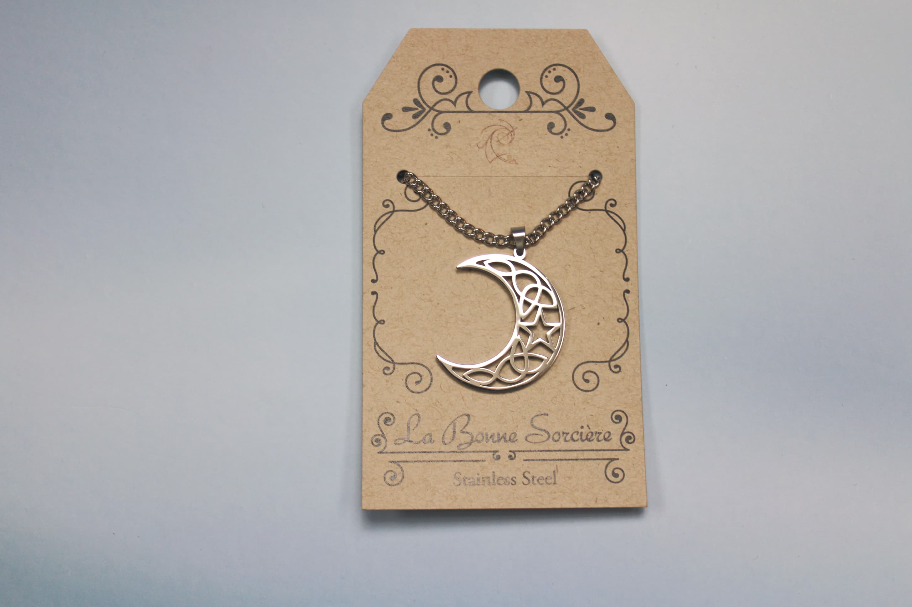 Crescent Moon Stainless Steel Necklace - Image 1