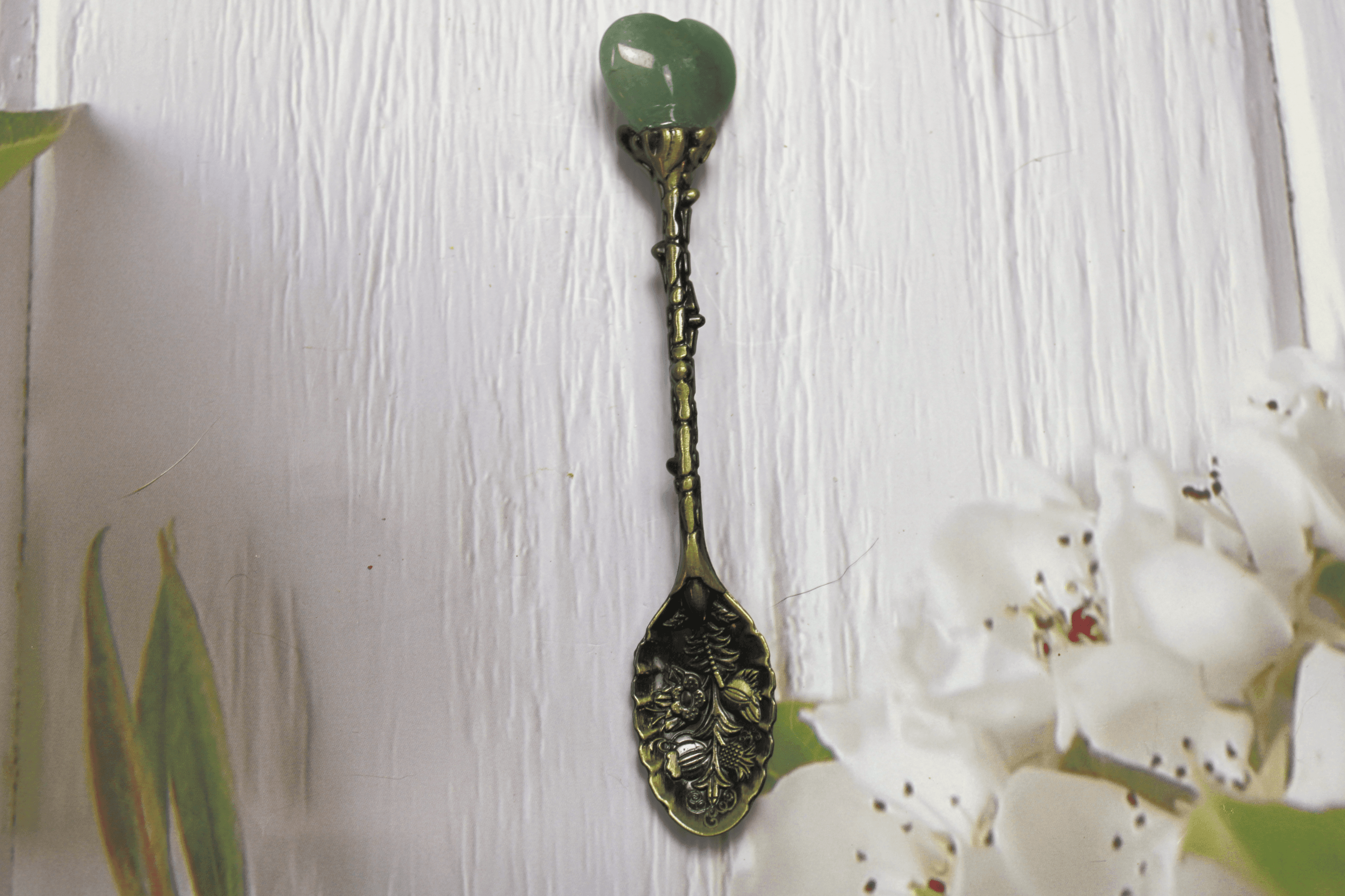 Antique Green Aventurine Crystal Spoon - Image 1