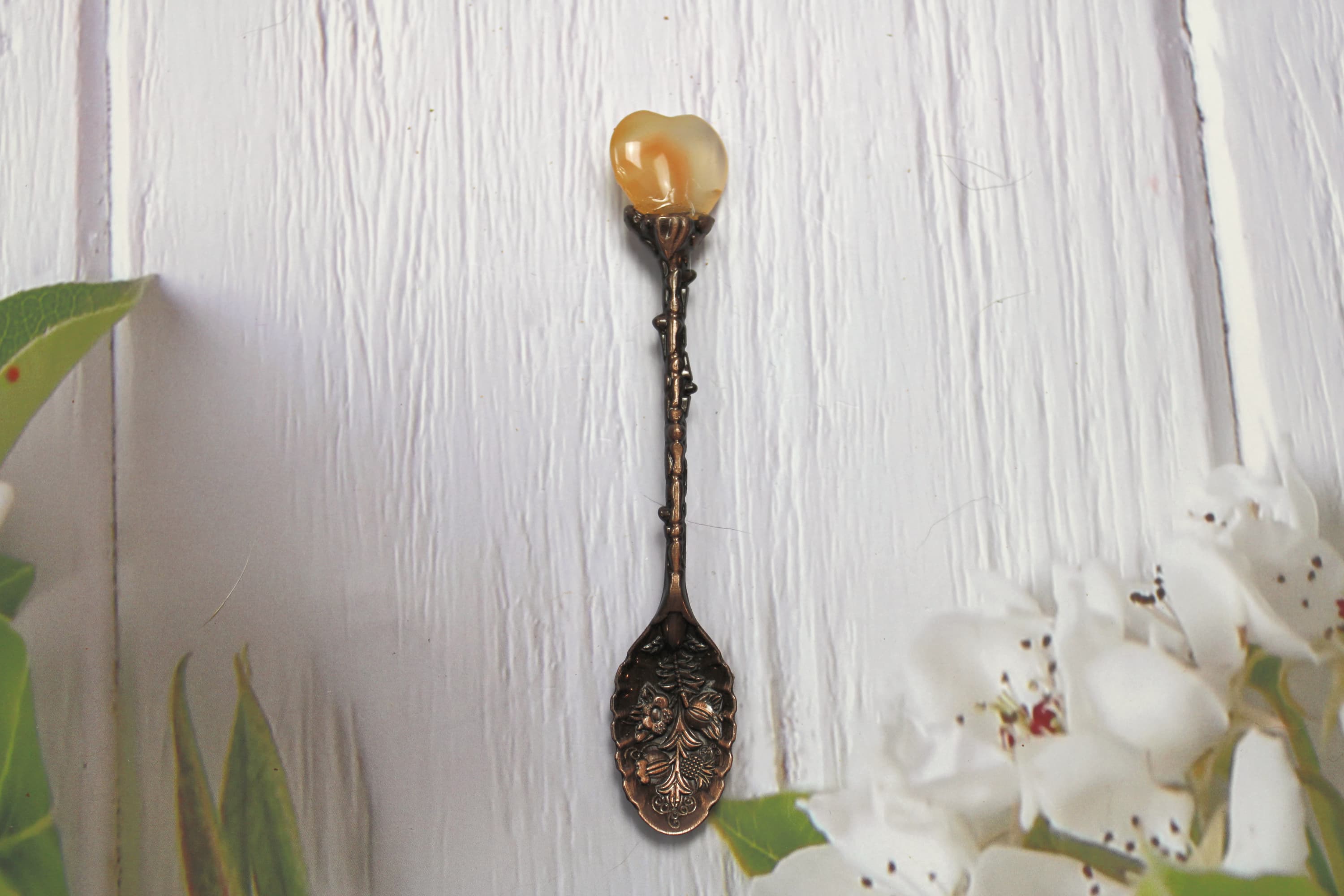 Antique Golden Healer Crystal Spoon - Image 1