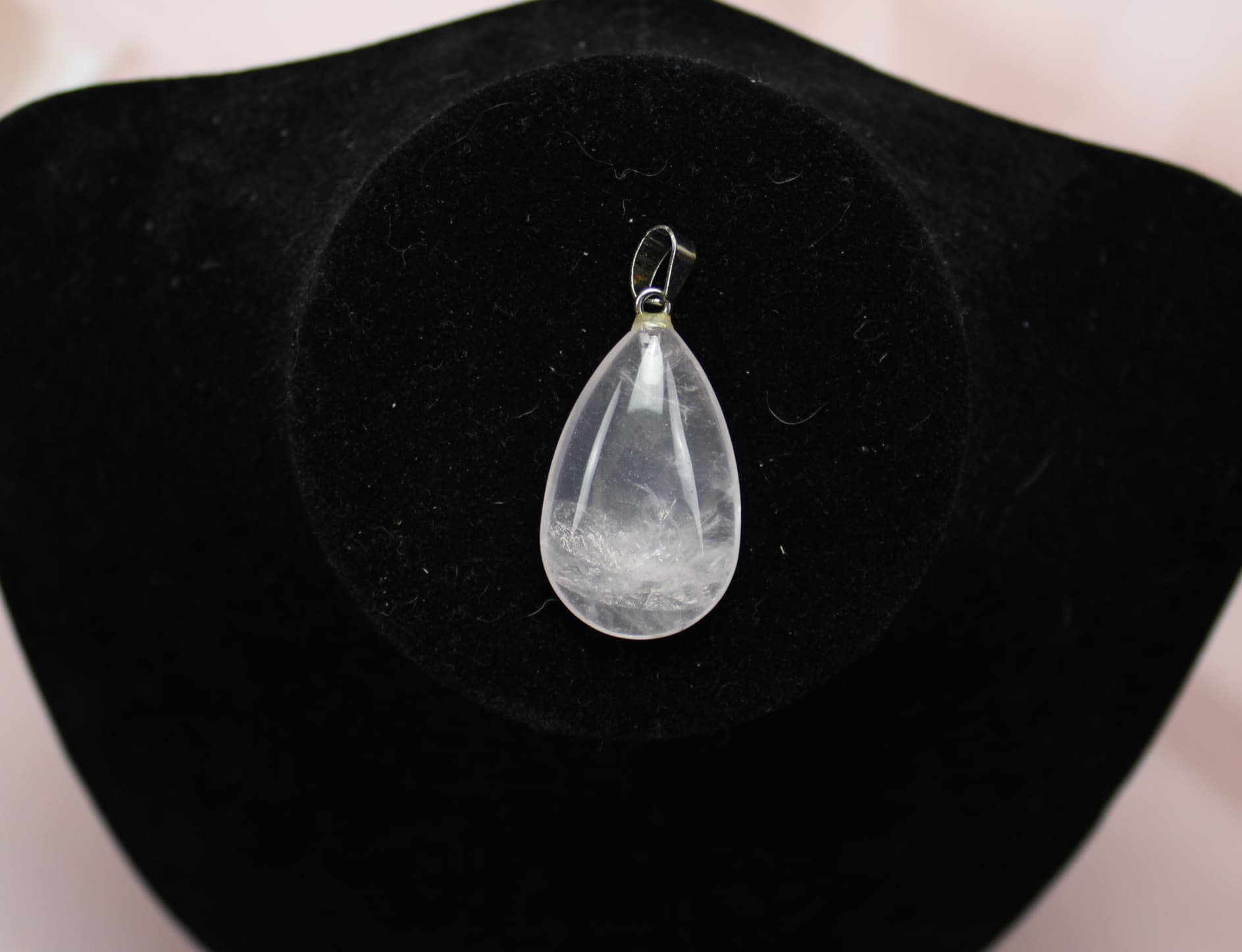 Rose Quartz Tear Drop Pendant - Image 1