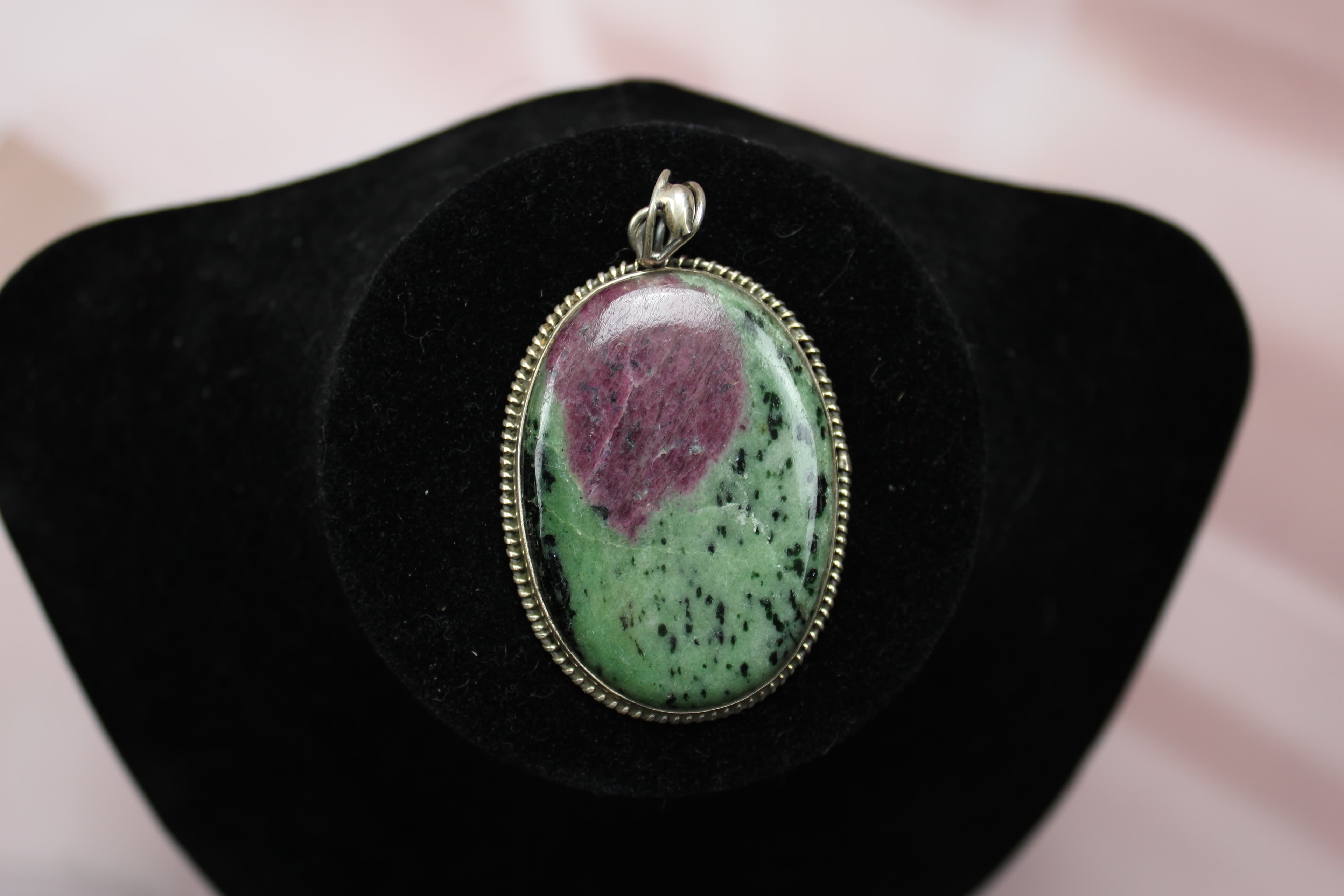 925 Sterling Silver Ruby Zosite Pendant
