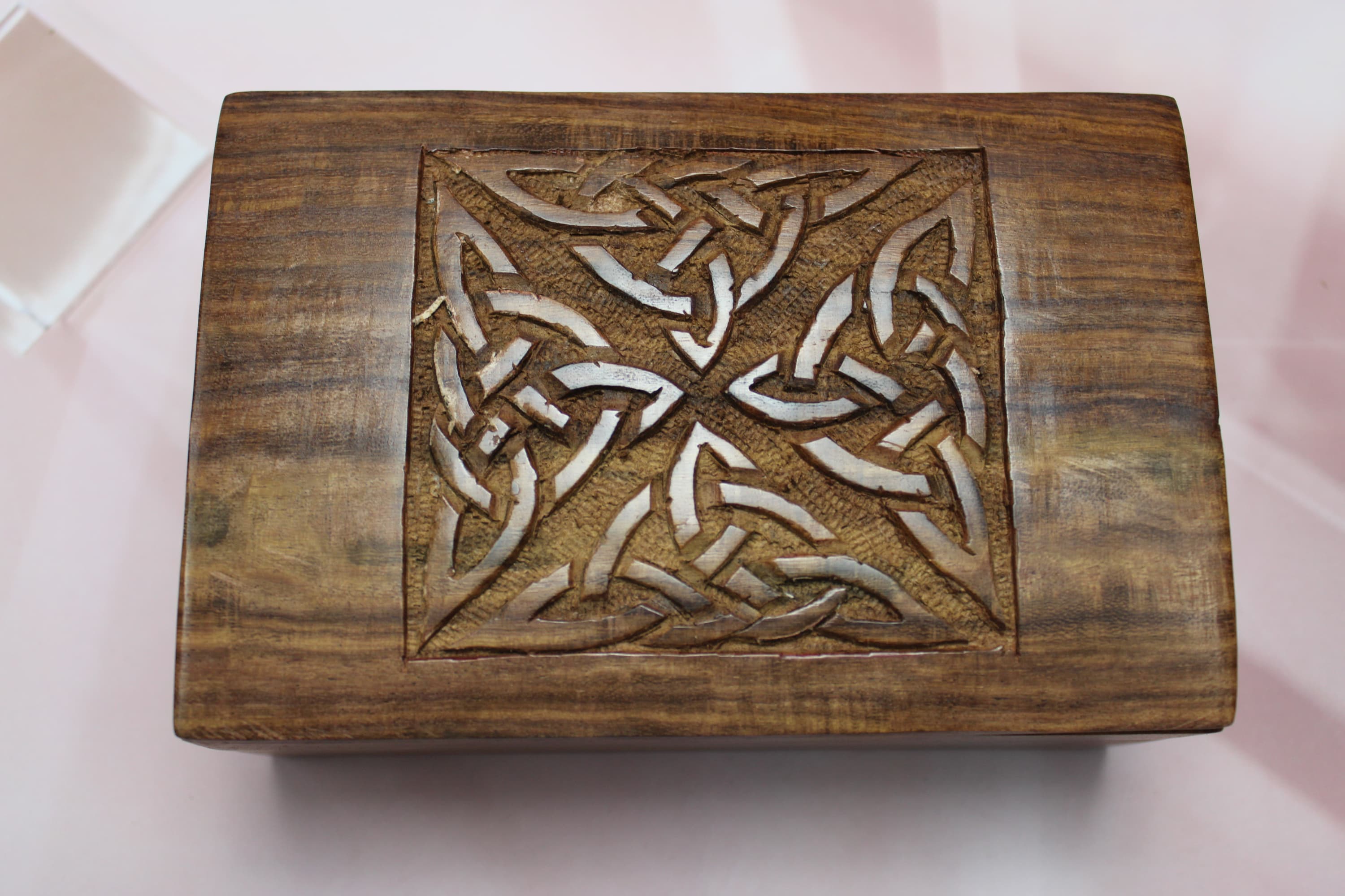 Celtic Carved Wood Box for Tarot Decks or Trinkets - Image 1