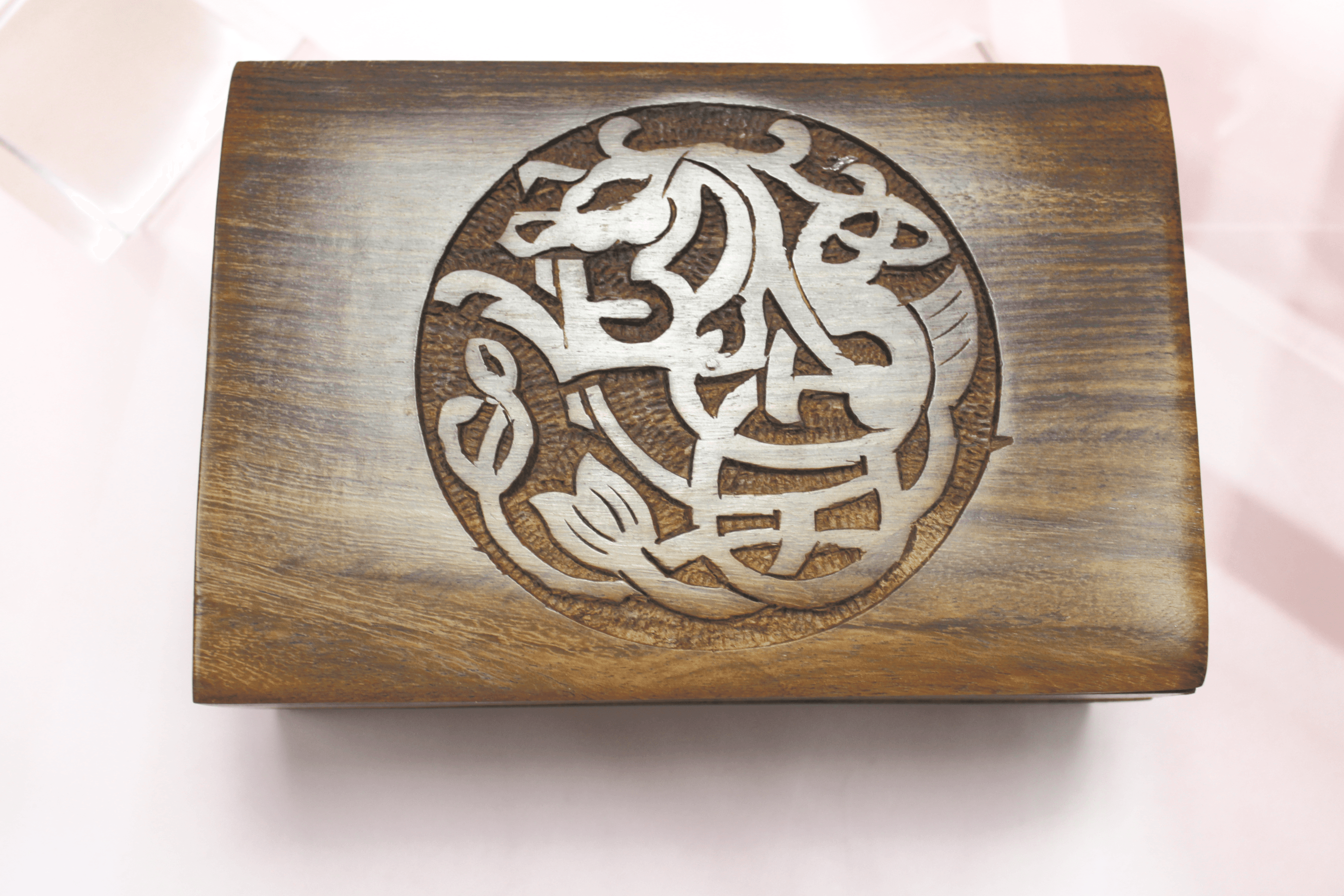 Celtic Dragon Carved Wood Box for Tarot Decks and Trinkets - Image 1