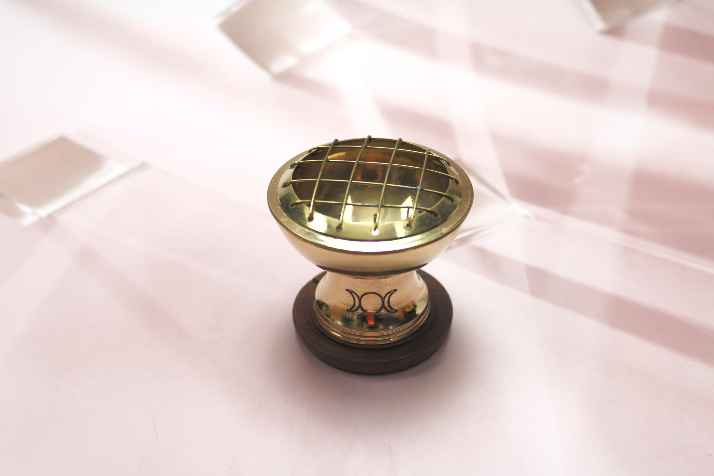 Brass Triple Moon Incense Burner - Image 1