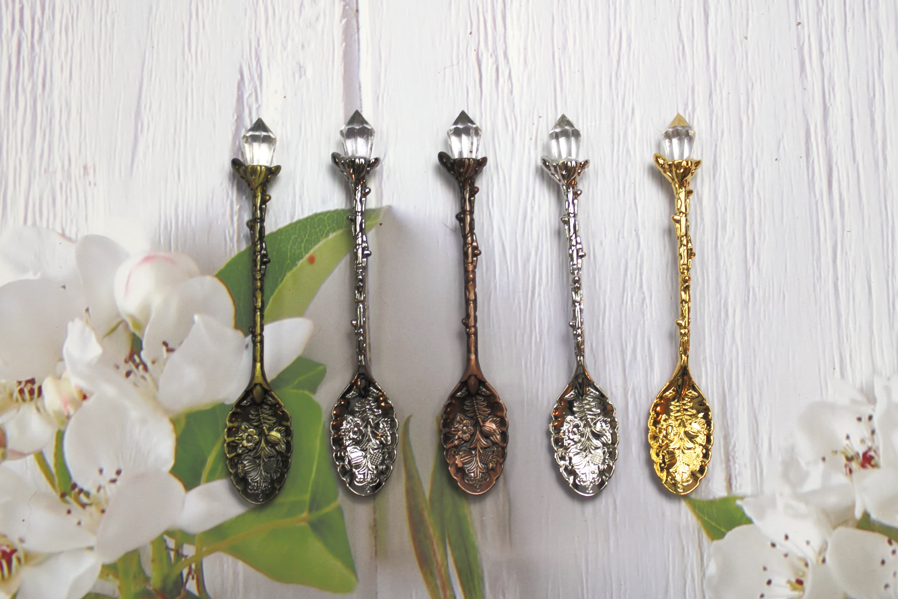 Clear Etched Point Antique Spoons - Image 1