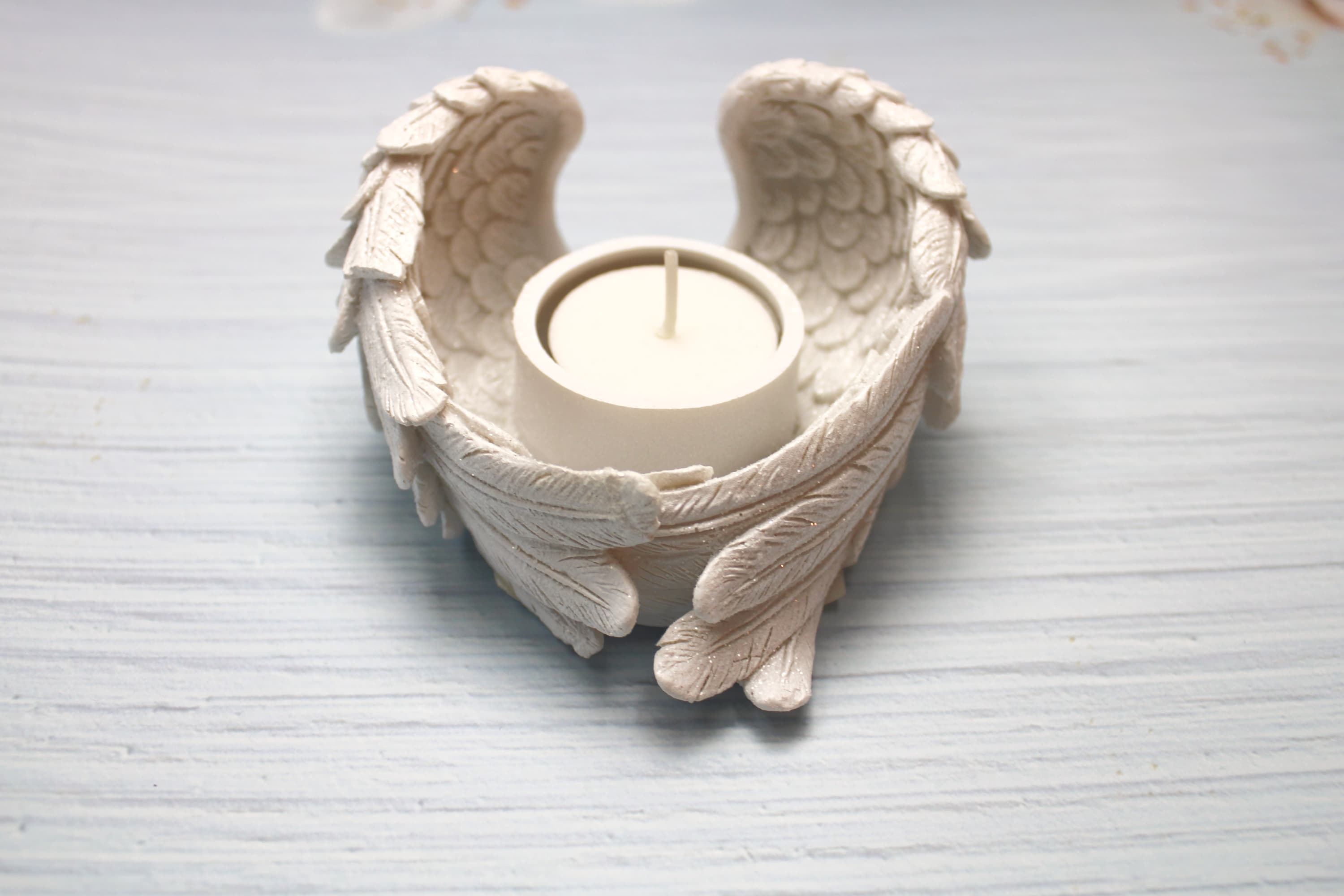 Glitter Angel Wings Candle Holder - Image 1