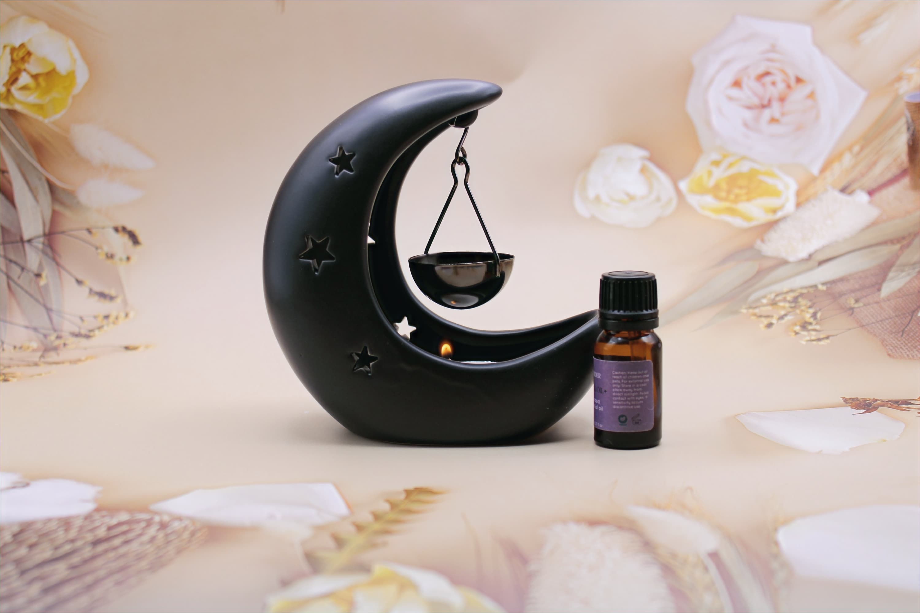 Crescent Moon Oil Burner - Black