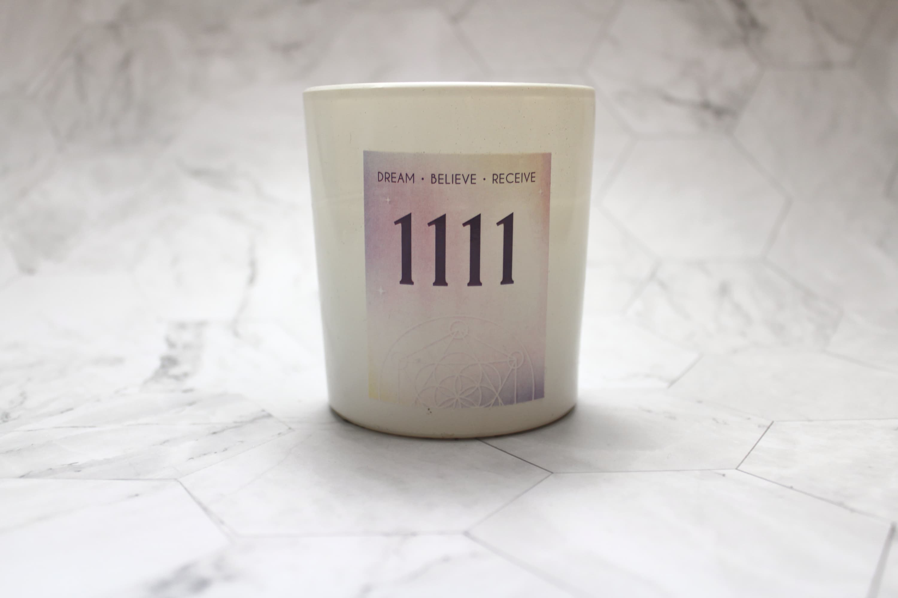 1111 Angel Number Crystal Chip Candle - Image 1