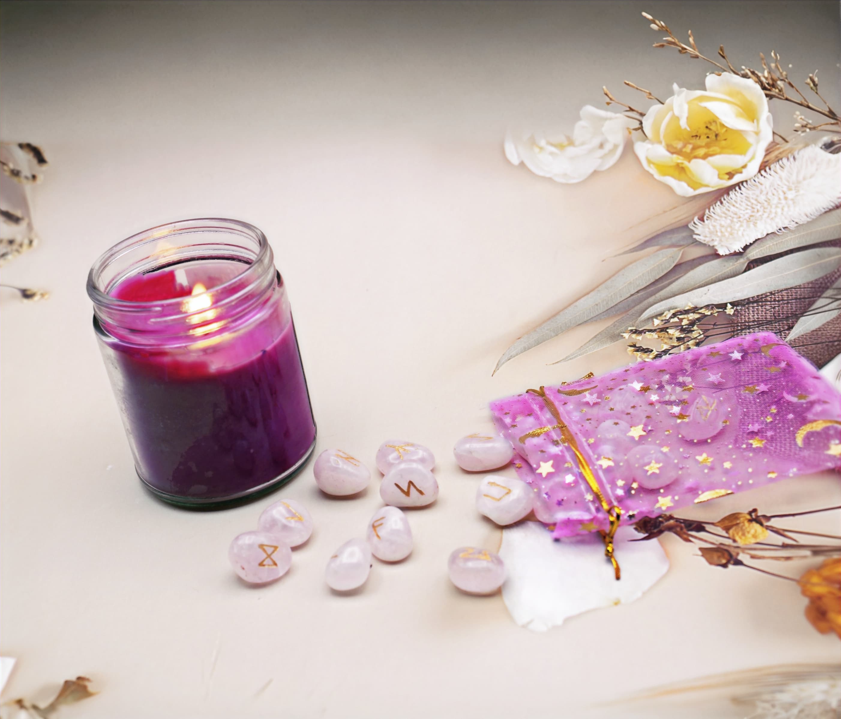 Rose Quartz Runestone Set