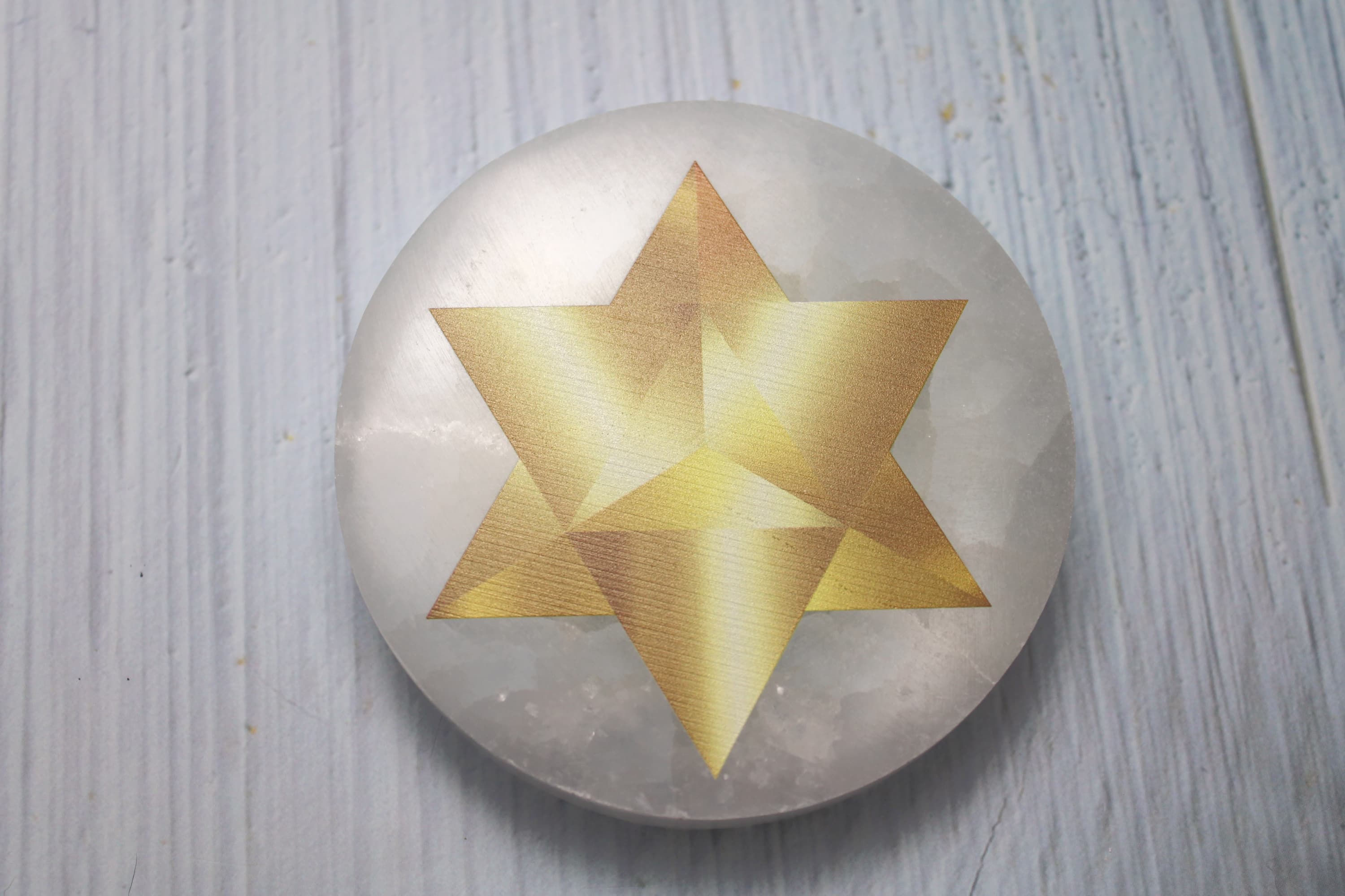 Merkaba Selenite Charging Disc (UV Printed) - Image 1