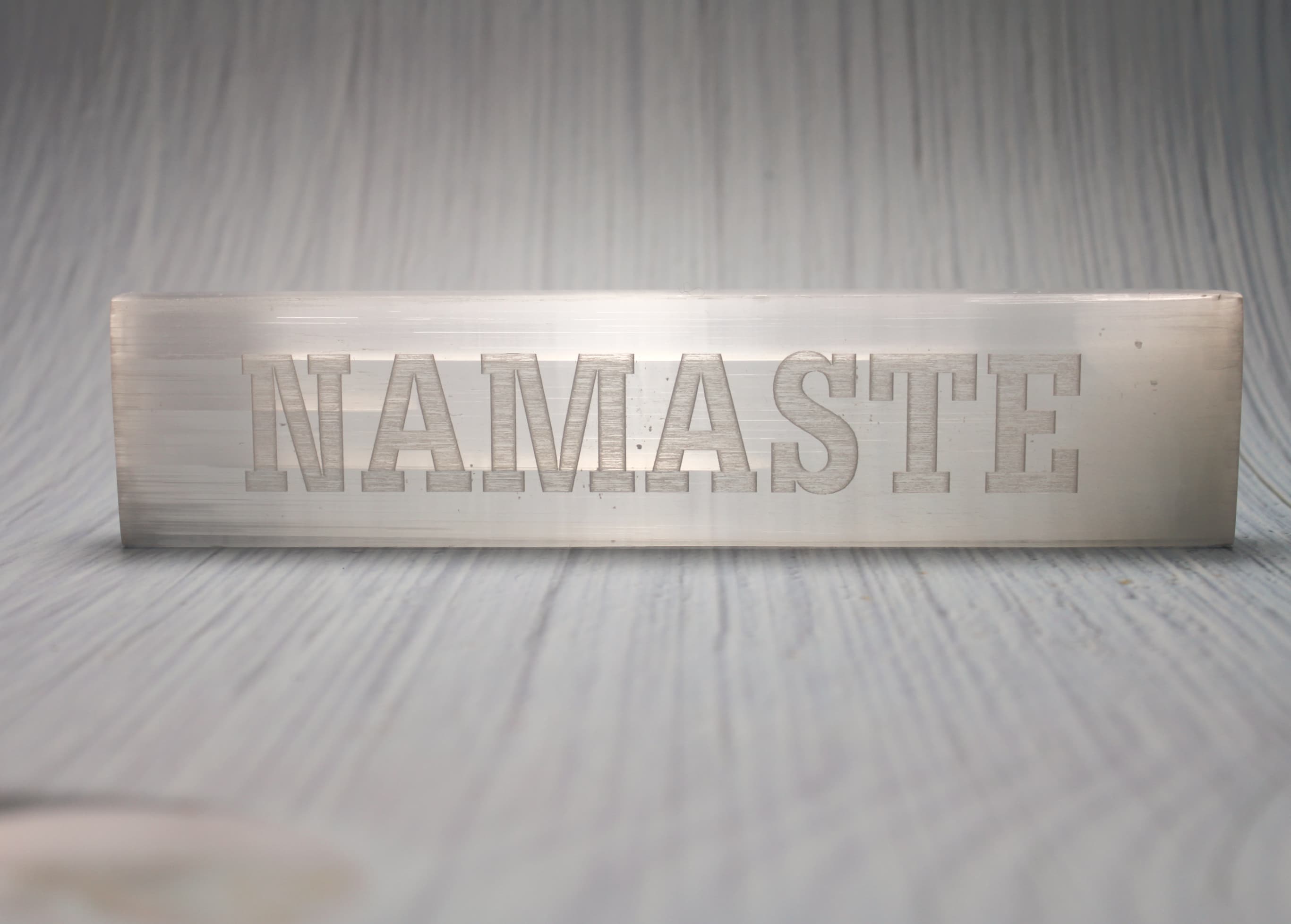 Namaste Etched Selenite Charging Plate