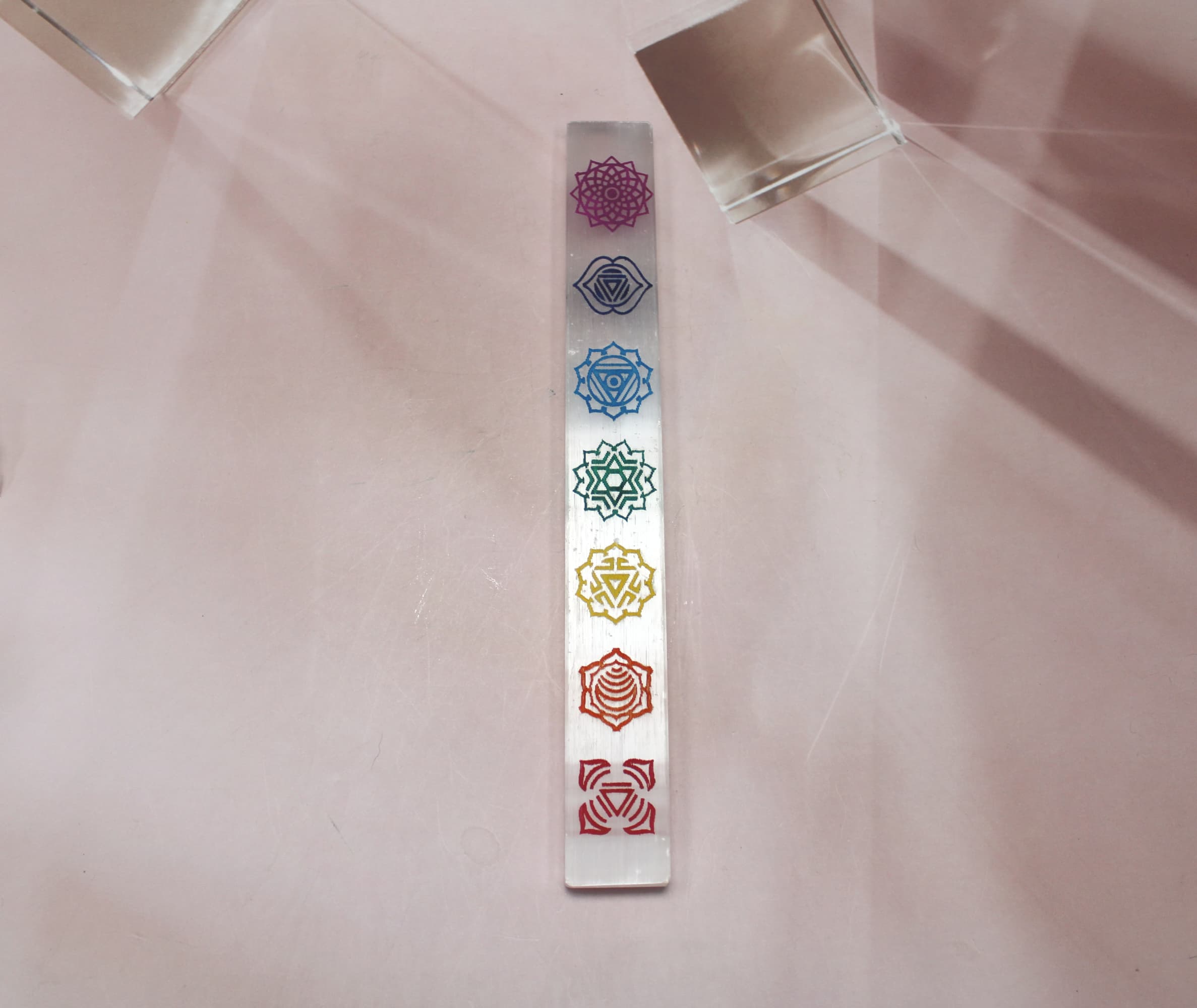 Large 7 Chakra Selenite Charging Plate - Image 1