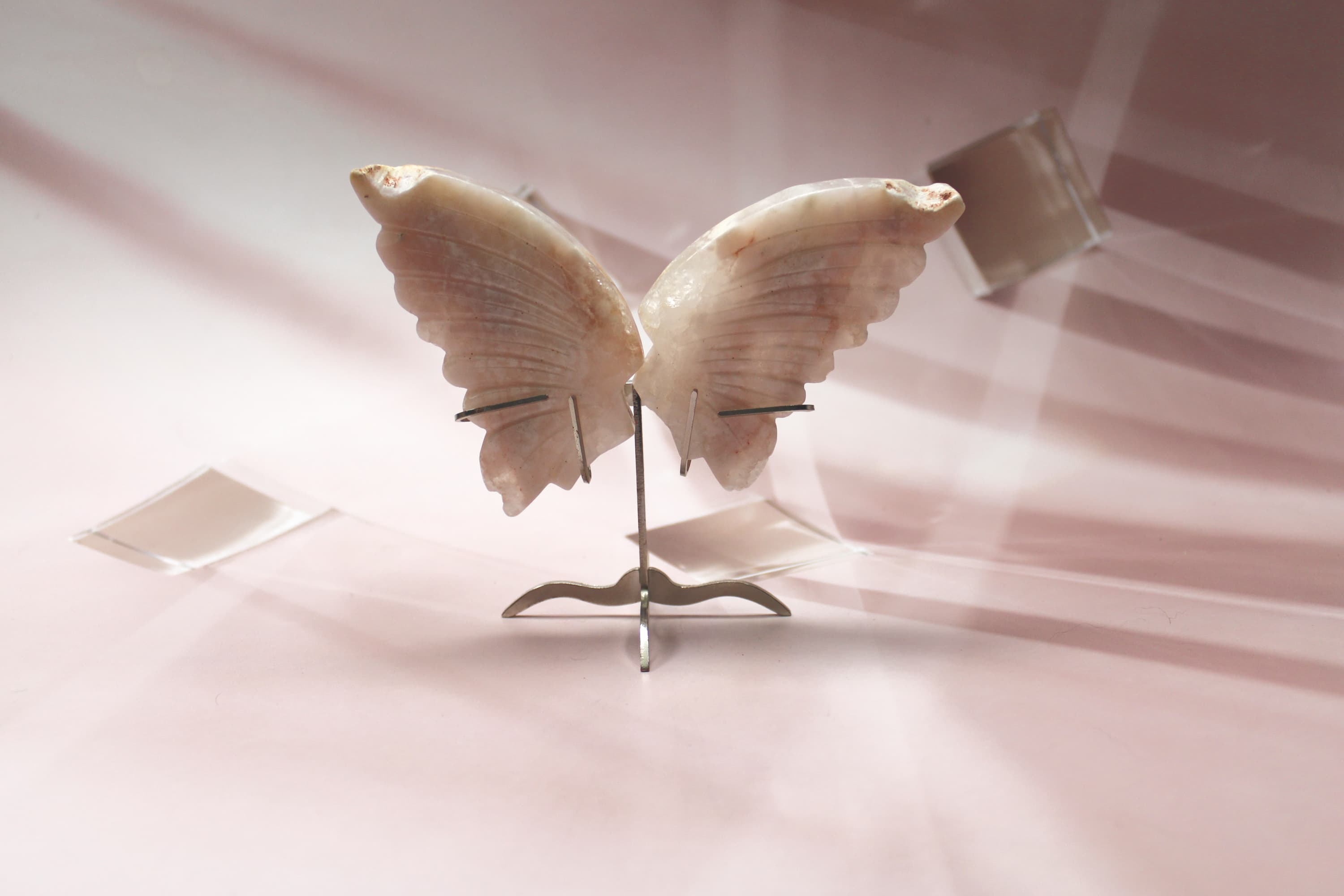 Medium Size Pink Calcite Angel Wings - Image 1