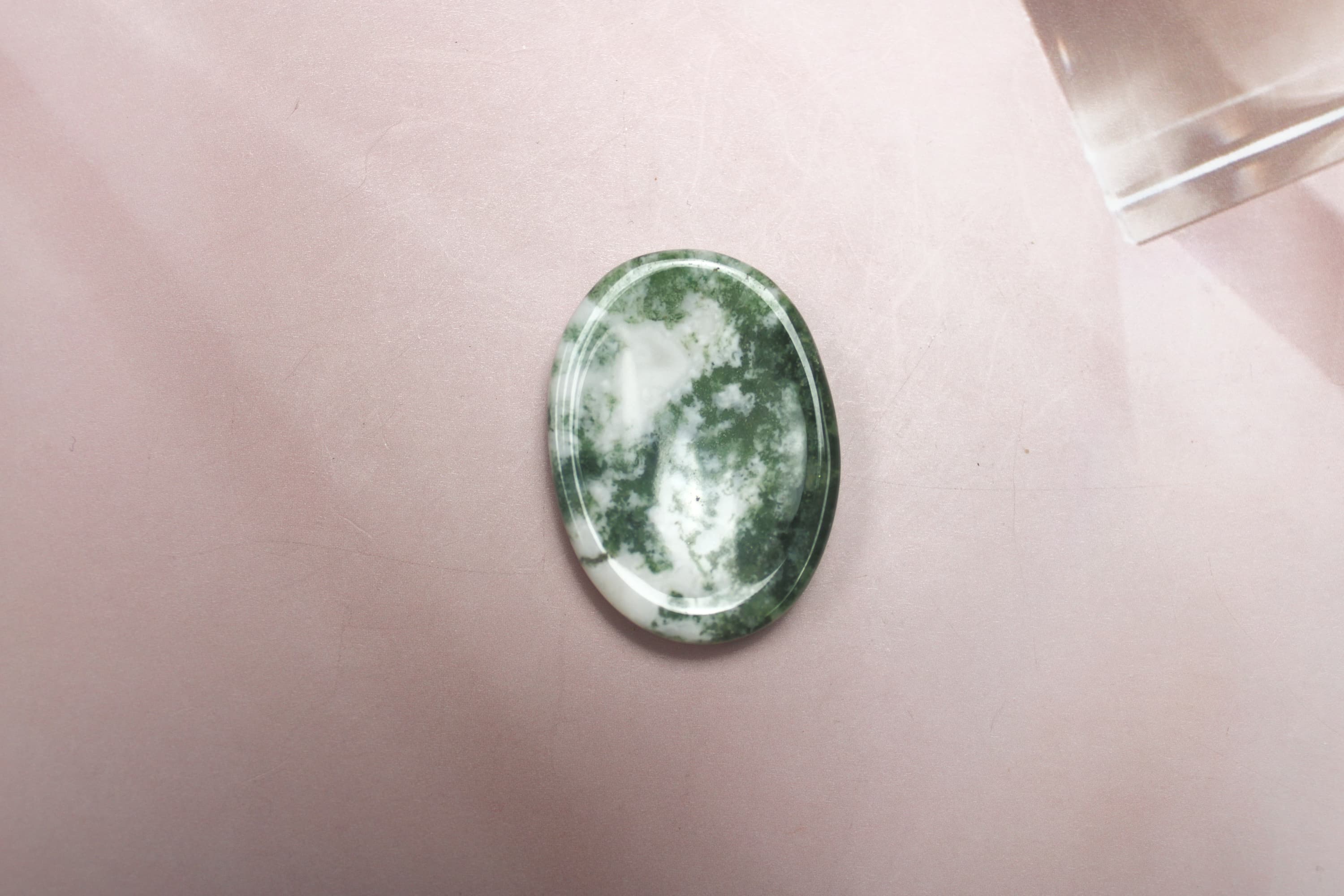 Moss Agate Worry Stone