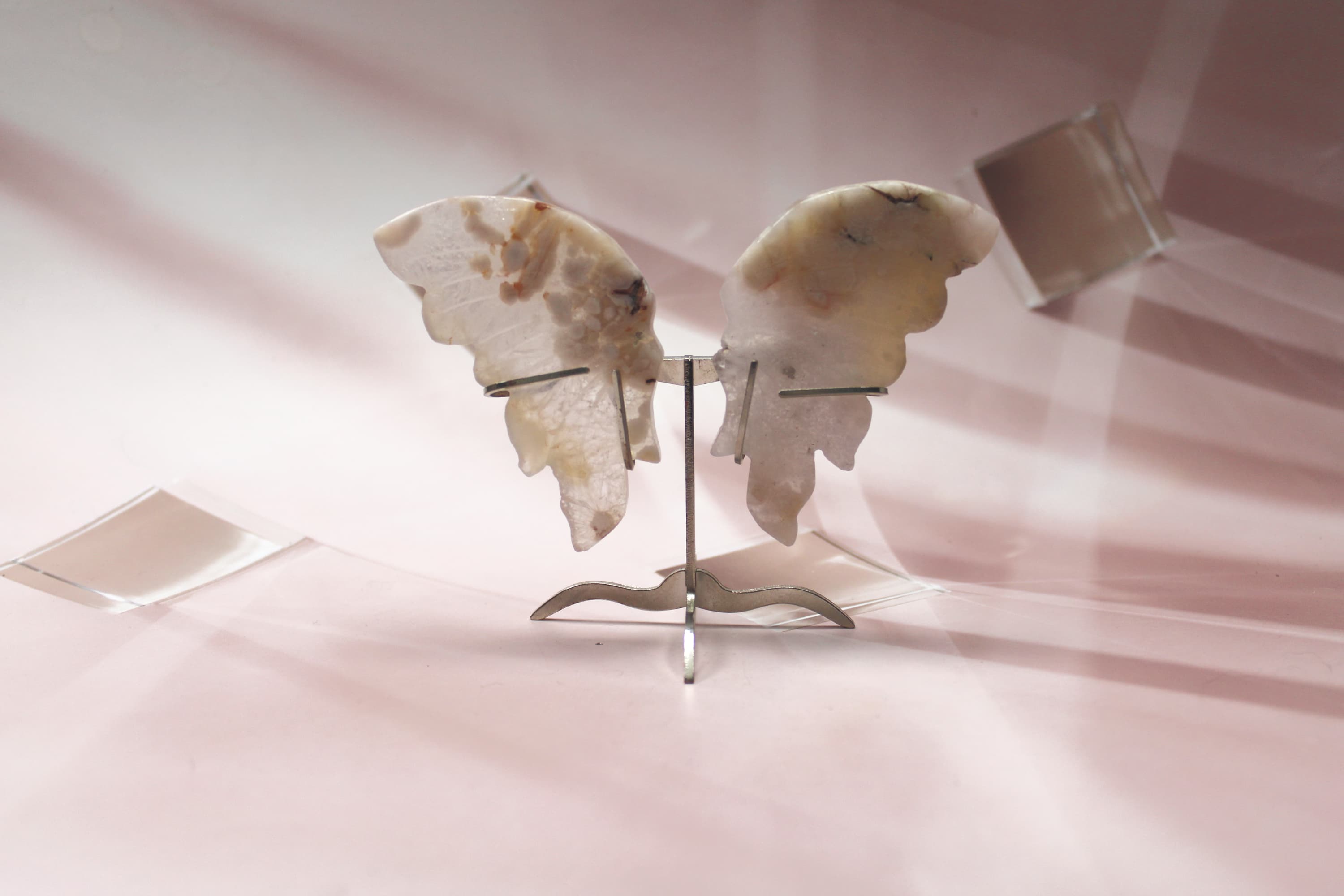 Small Flower Agate Angel Wings - Image 1