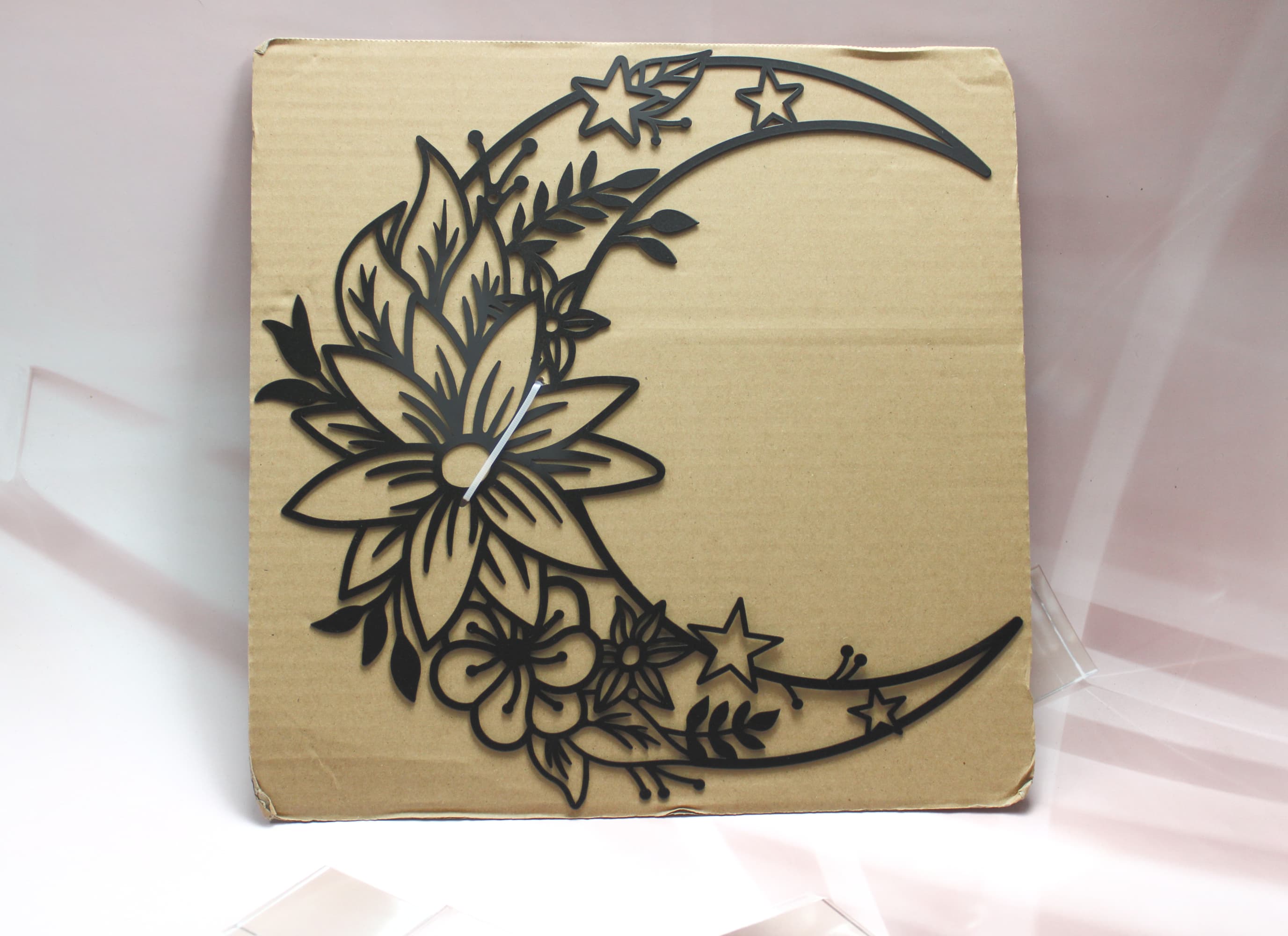 Floral Crescent Moon Metal Wall Hanging - Image 1