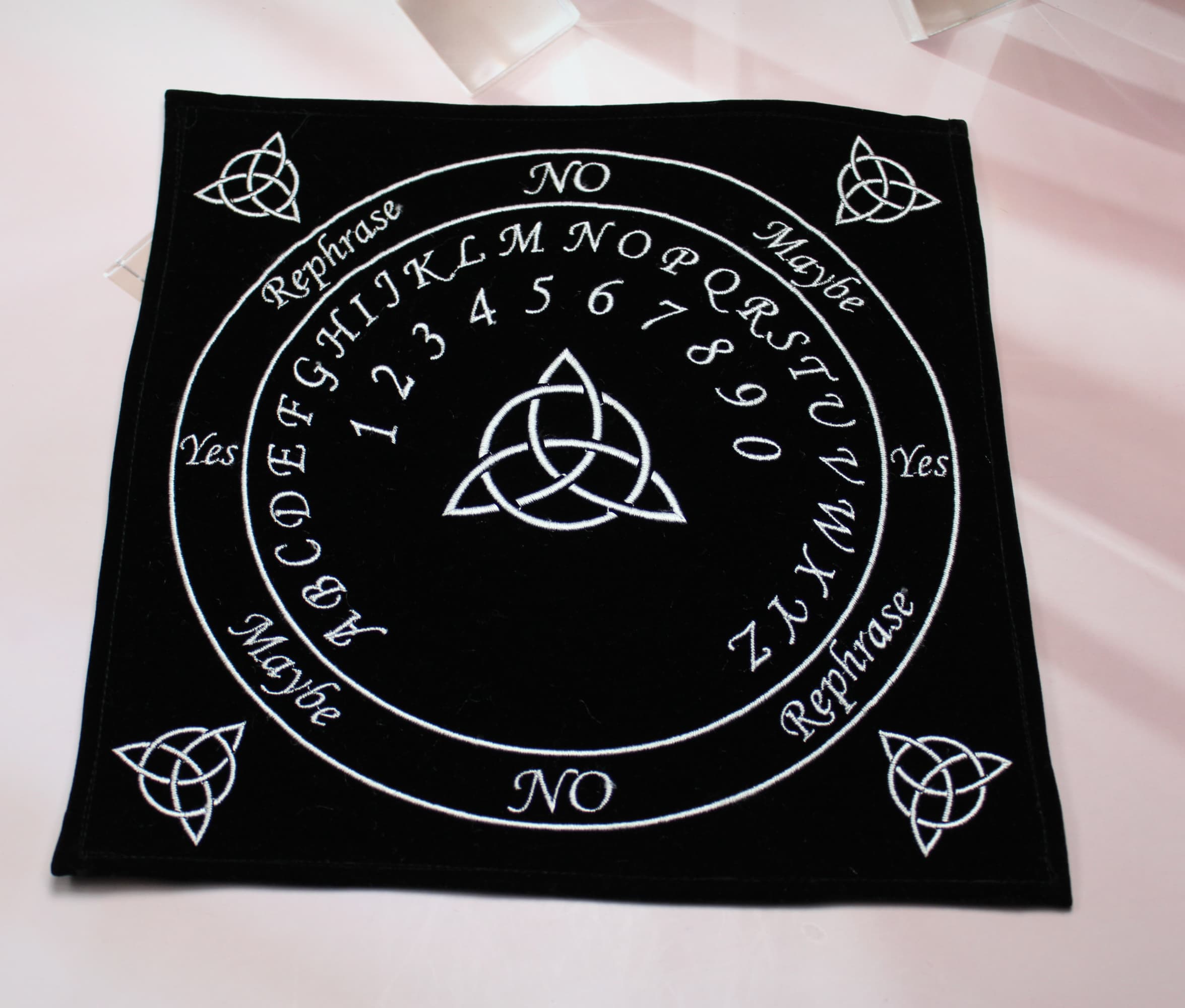 Velvet Ouija Style Triquetra Pendulum Board - Image 1