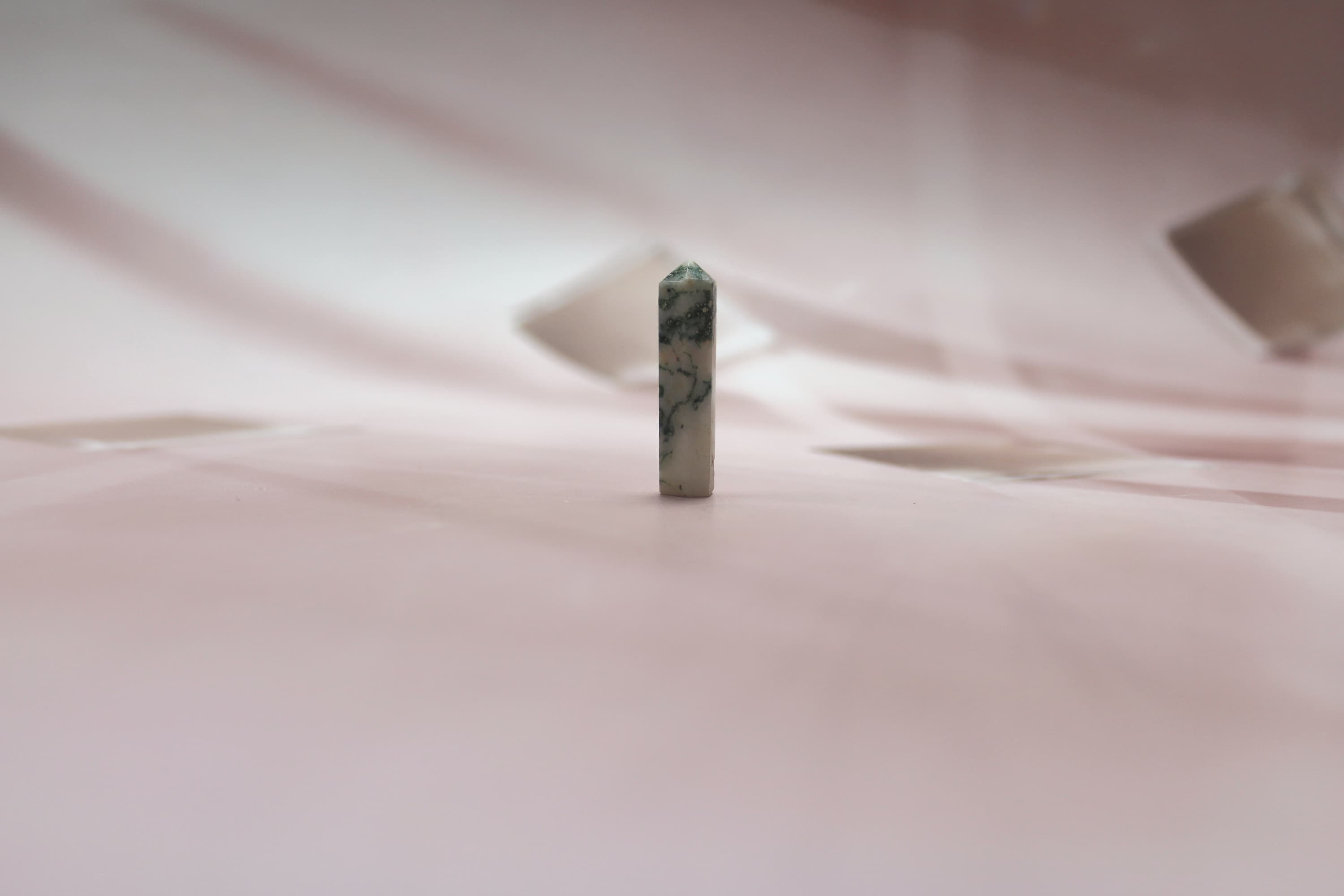 1" Moss Agate Mini Pencil Point Tower - Image 1