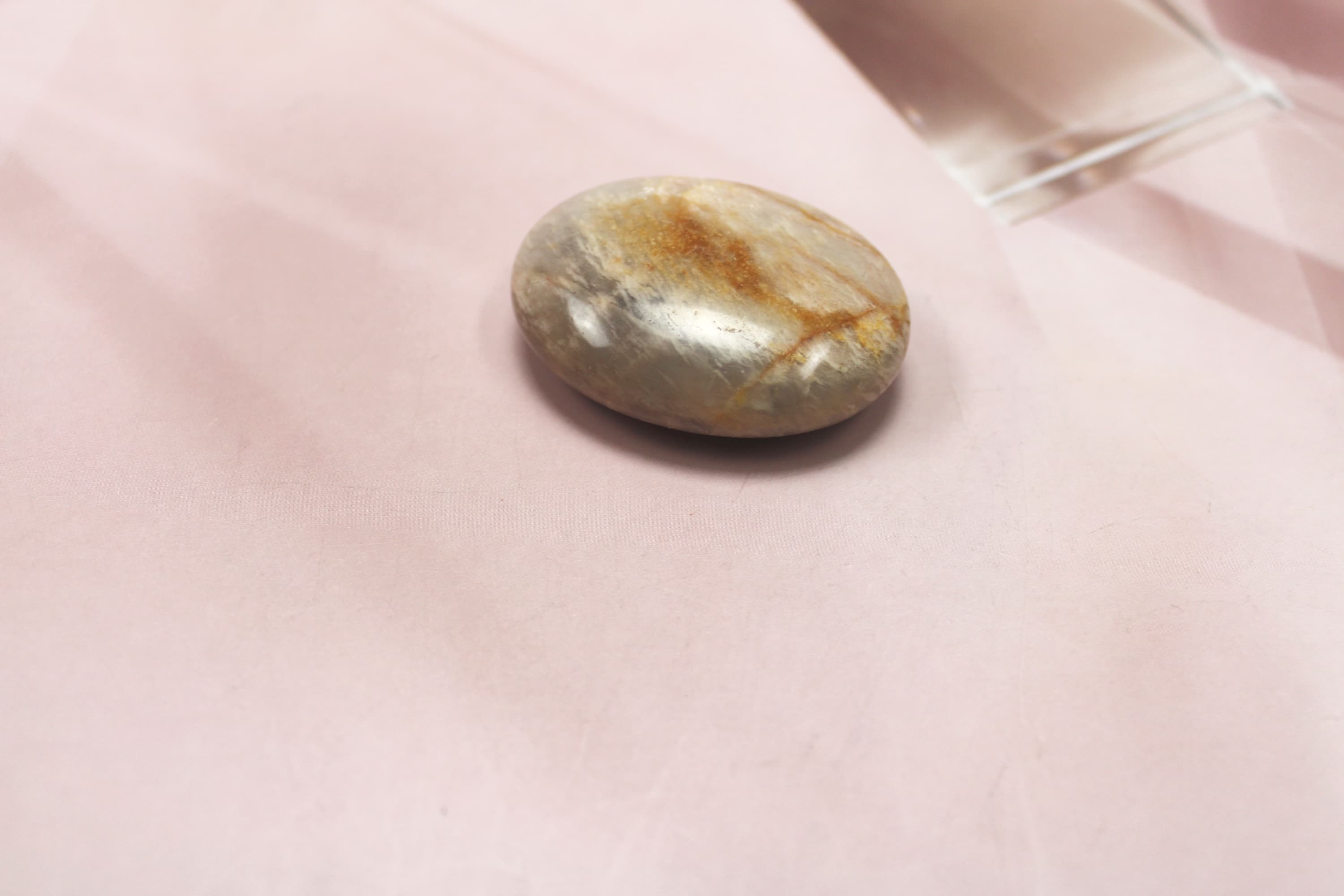 Medium Peach Moonstone Palm Stone - Image 1