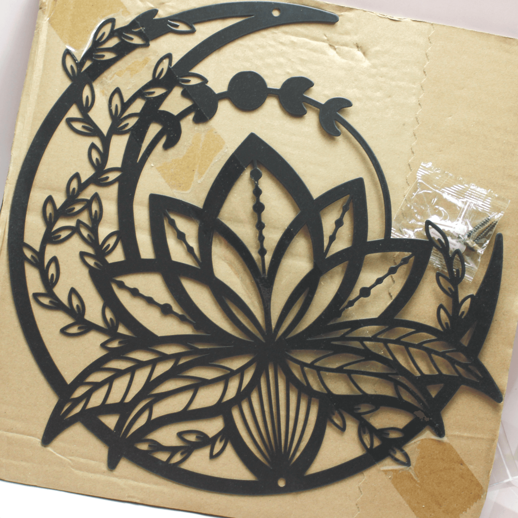 Lotus Crescent Moon Metal Wall Hanging - Image 1