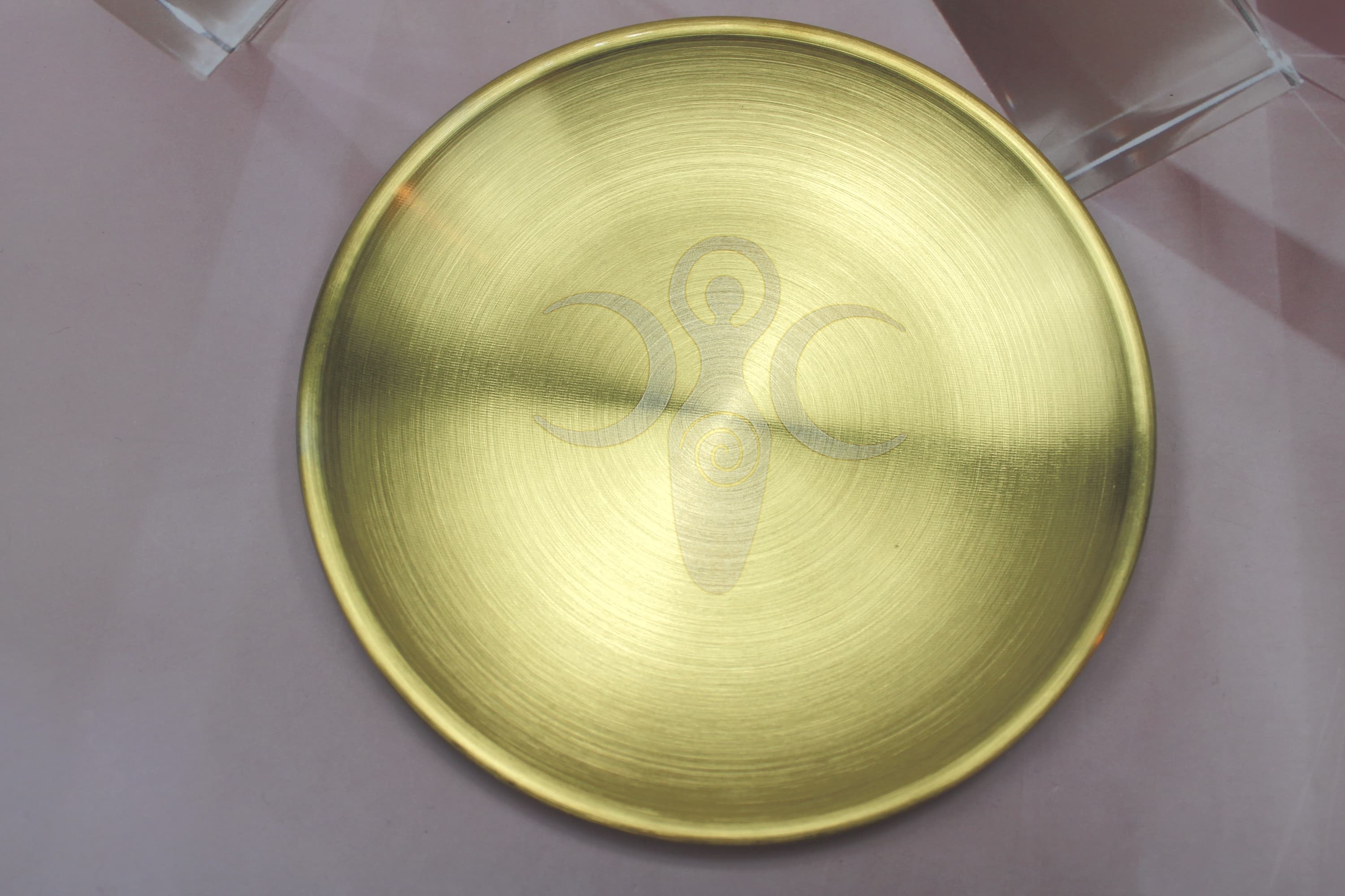 Brass Triple Moon Goddess Offering Plate - Image 1