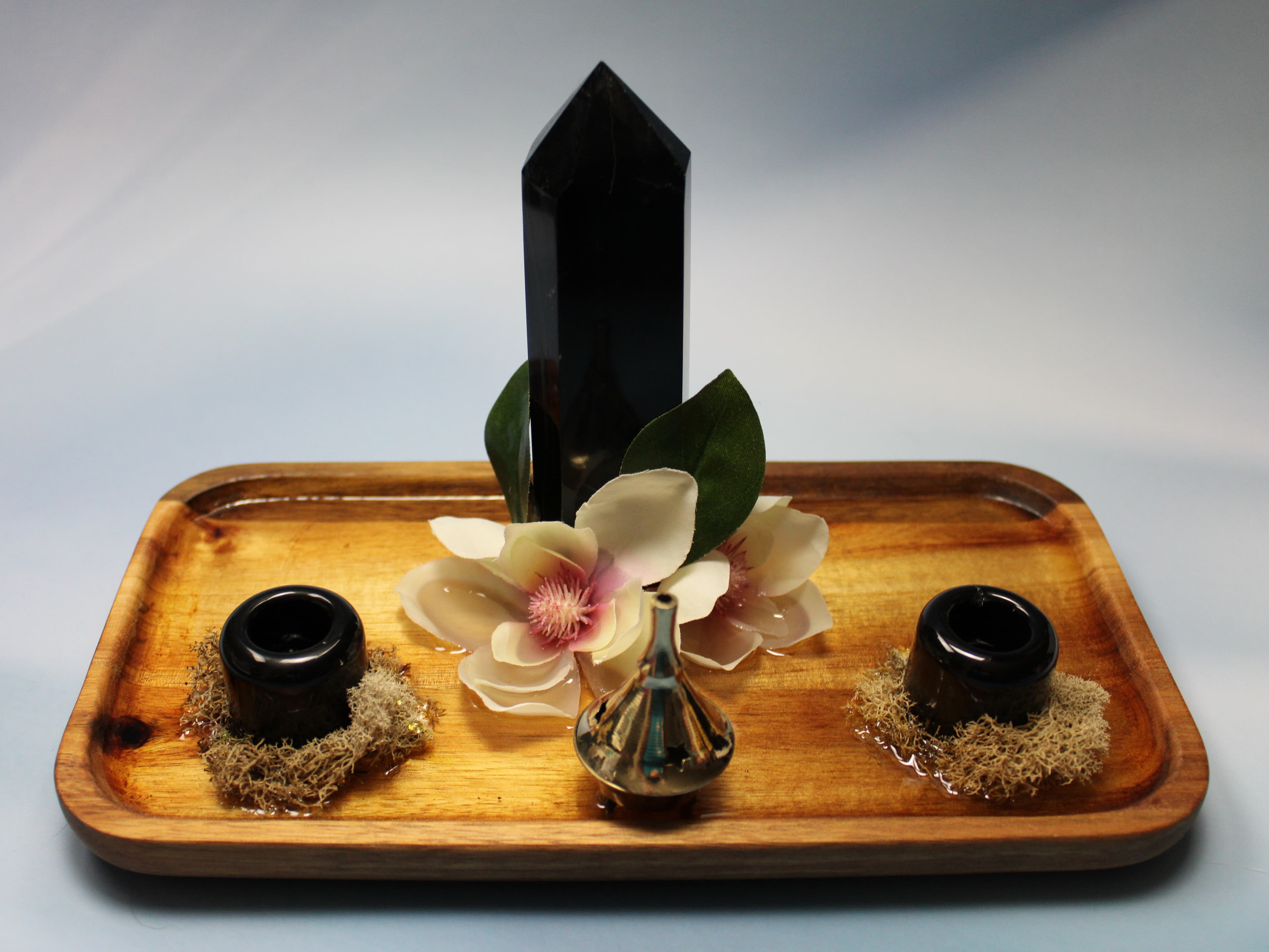 Handmade Floral Obsidian Altar