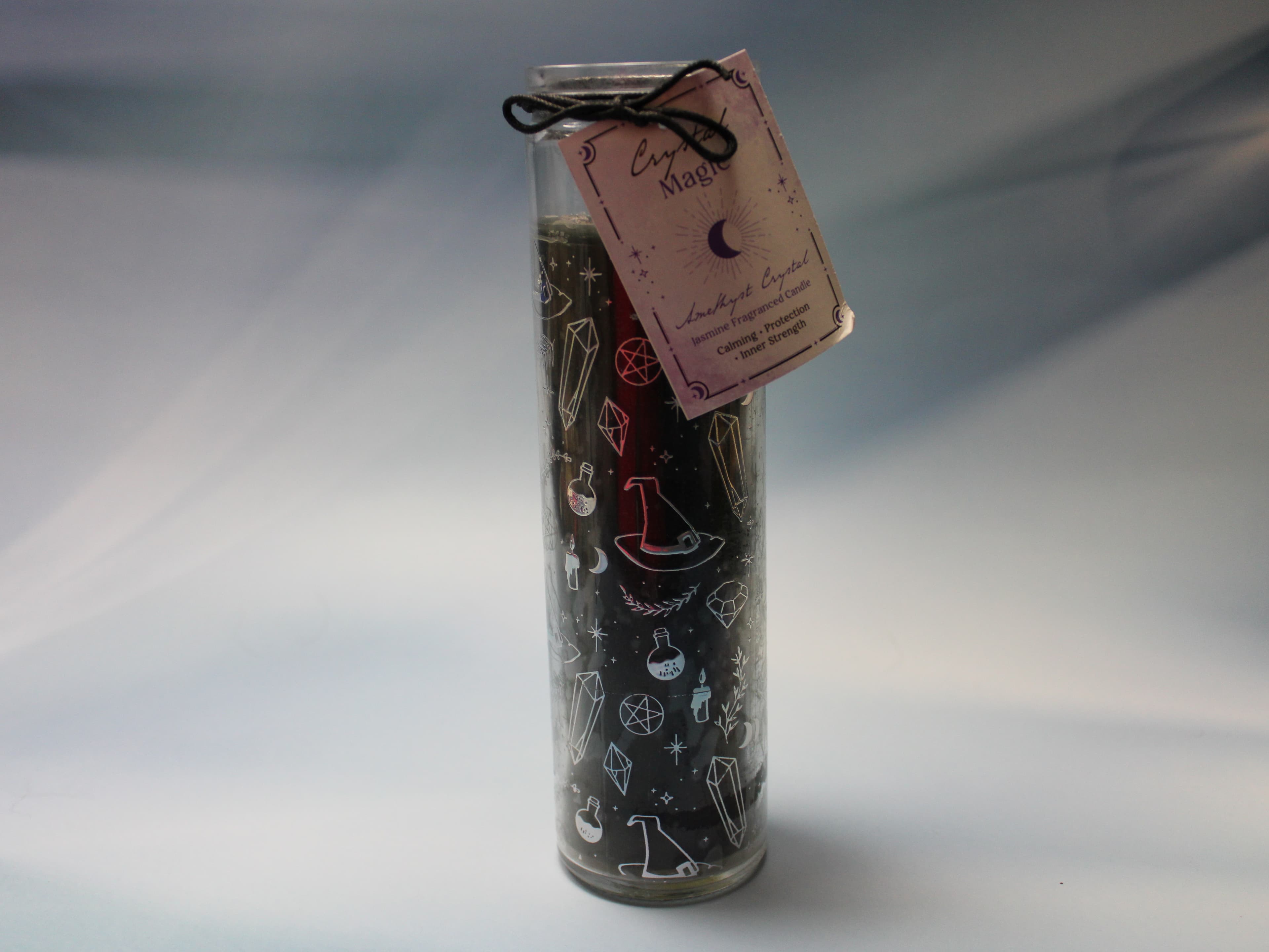 Crystal Witch Pilar Candle Scented with Jasmine and Amethyst Chips - Image 1