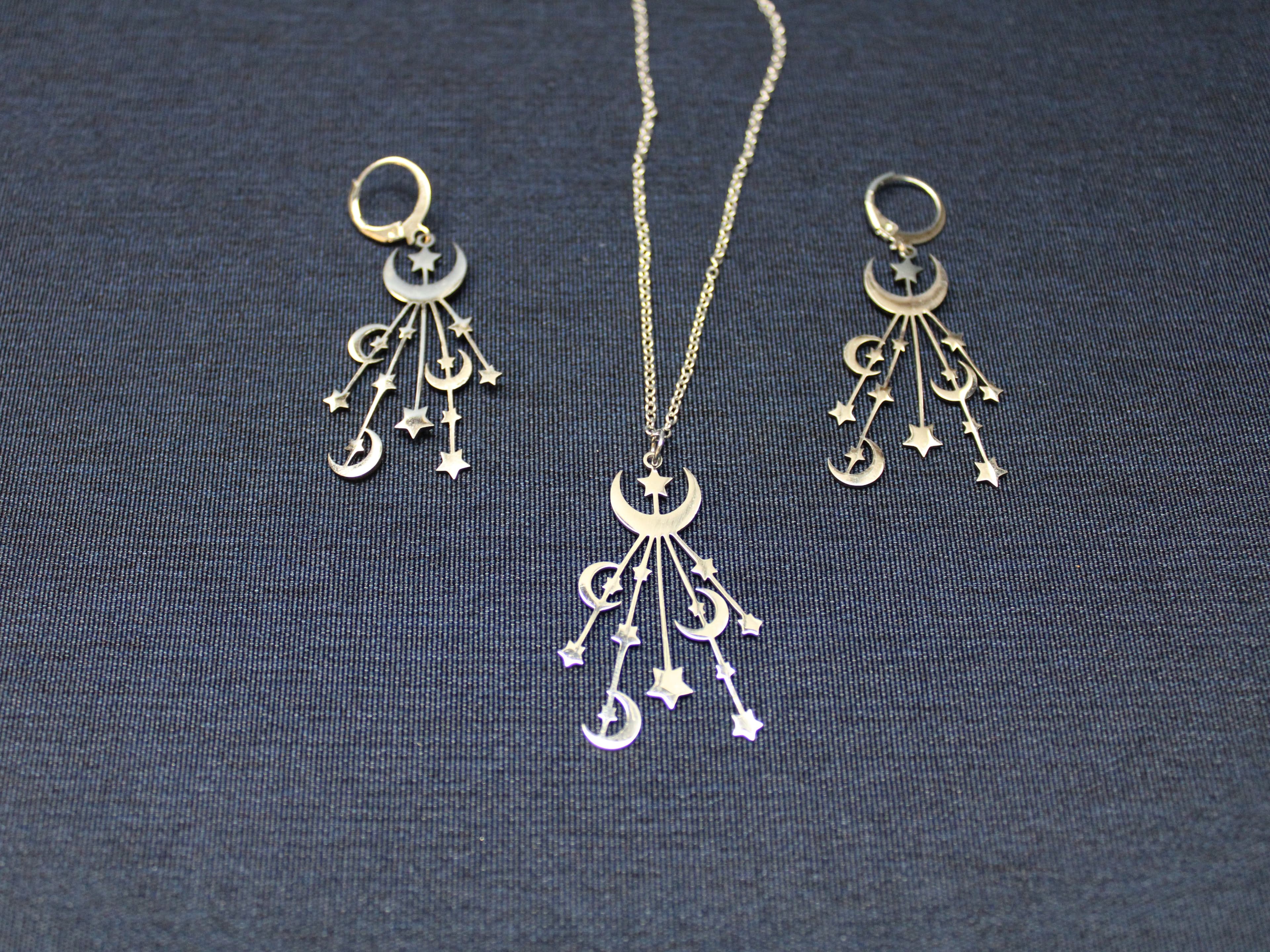 Stainless Steel Stars & Moons Jewelry Set - Image 1