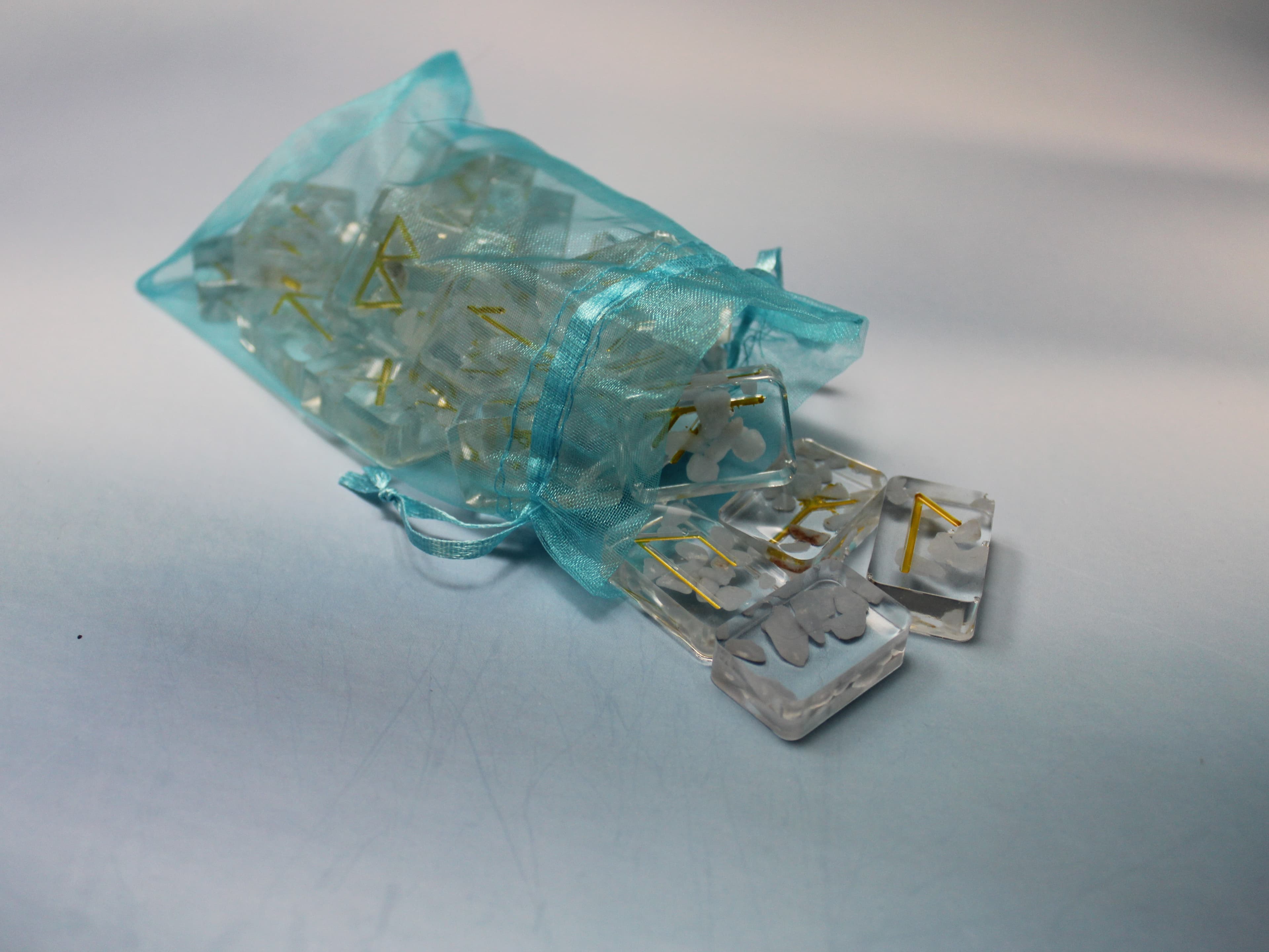 Angelite in Resin Runes Set - Image 1