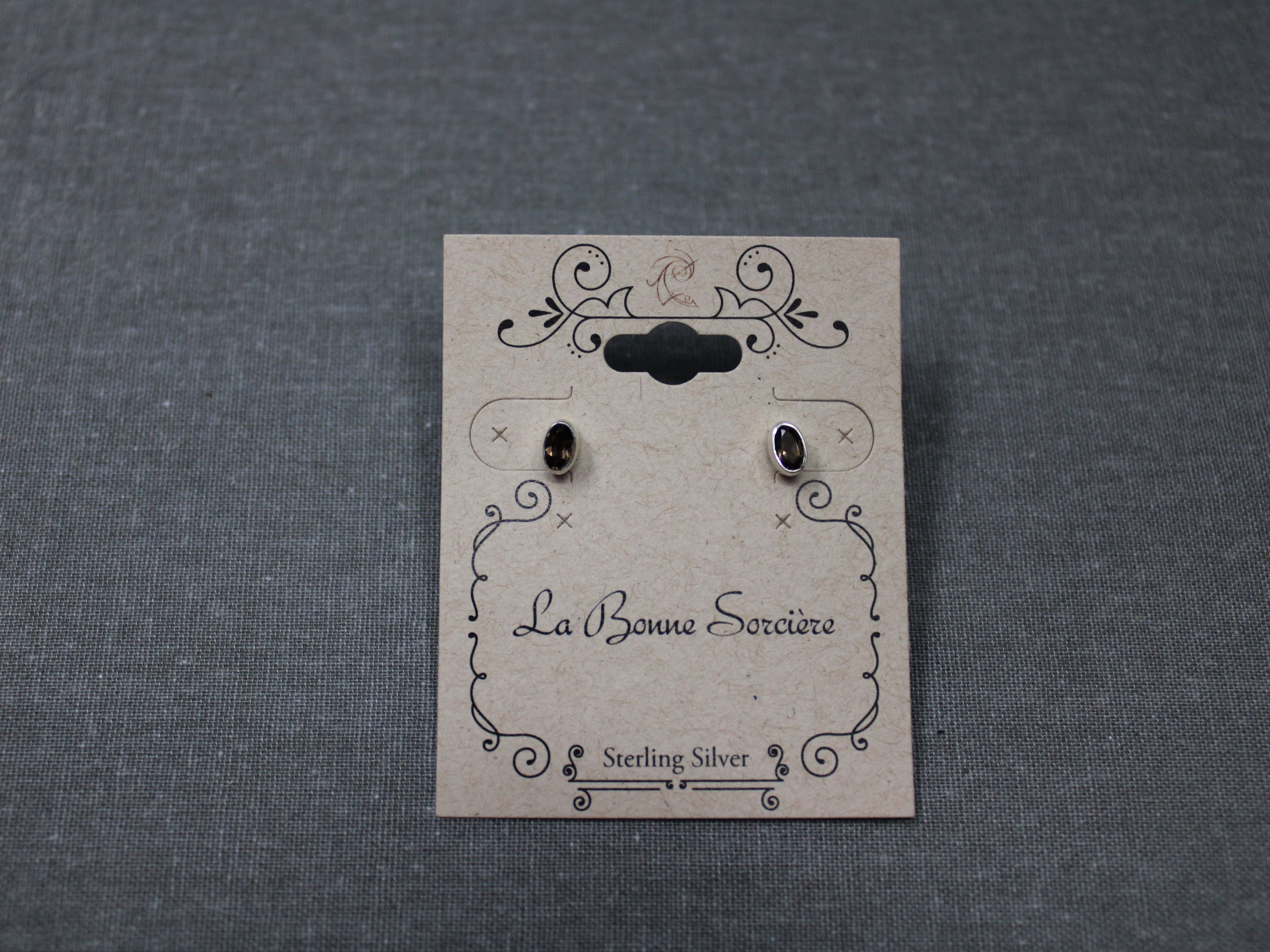 Smoky Quartz Stud Earrings in 925 Sterling Silver - Image 1